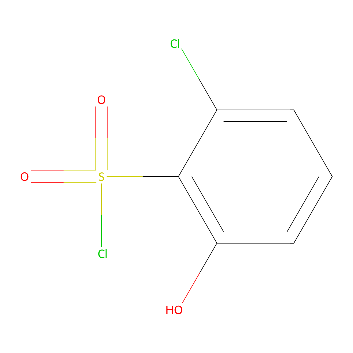 2-Chloro-6-hydroxybenzene-1-sulfonyl chloride molecular structure, CAS 1261568-90-4