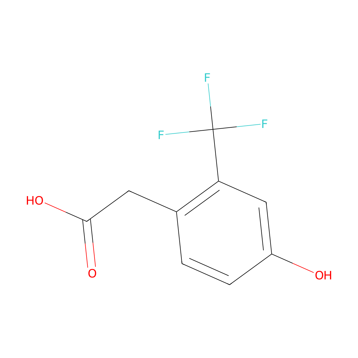 4-Hydroxy-2-(trifluoromethyl)phenylacetic acid molecular structure, CAS 1261569-12-3