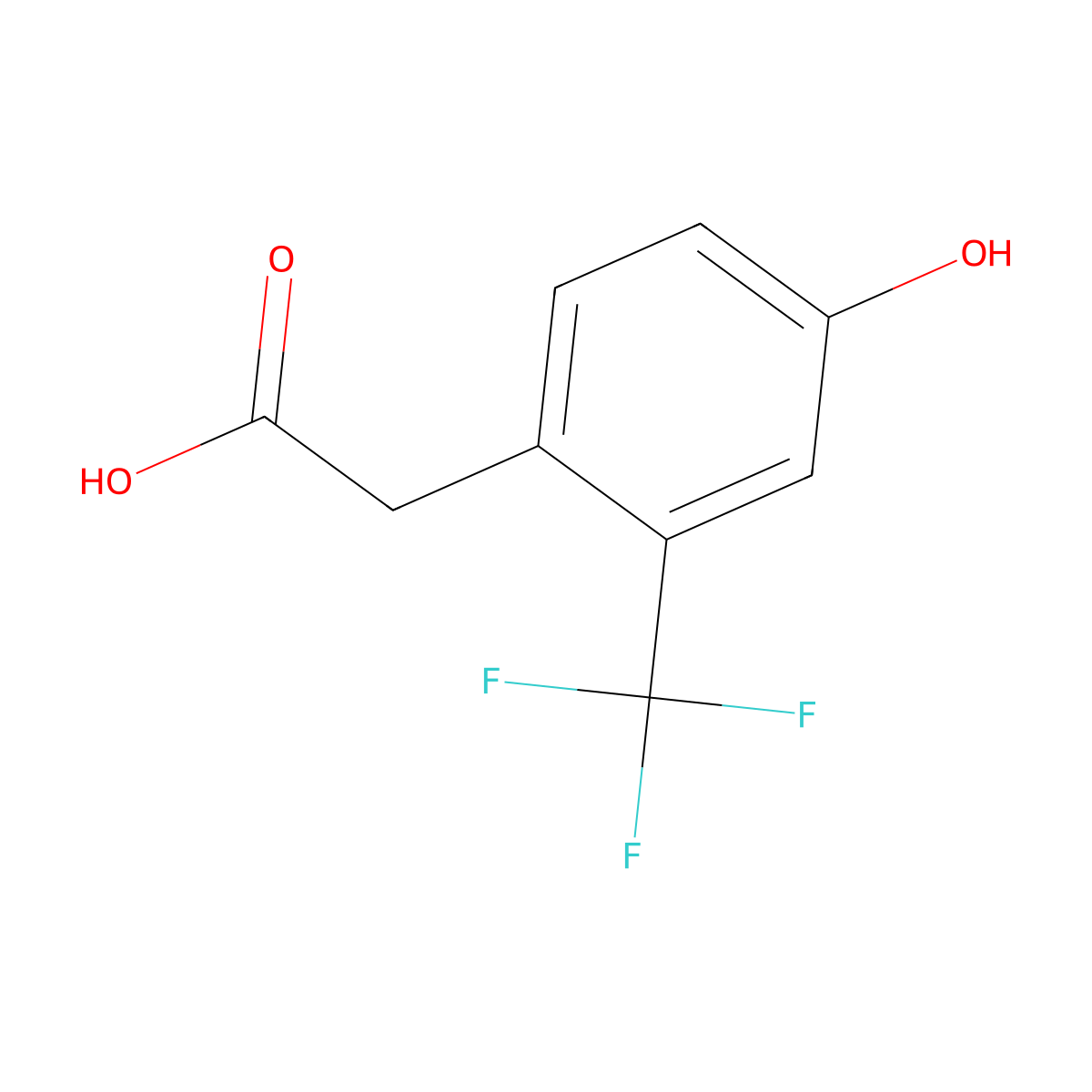 4-Hydroxy-2-(trifluoromethyl)phenylacetic acid molecular structure, CAS 1261569-12-3