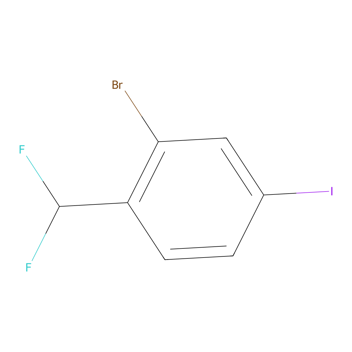 2-Bromo-1-(difluoromethyl)-4-iodobenzene molecular structure, CAS 1261569-90-7