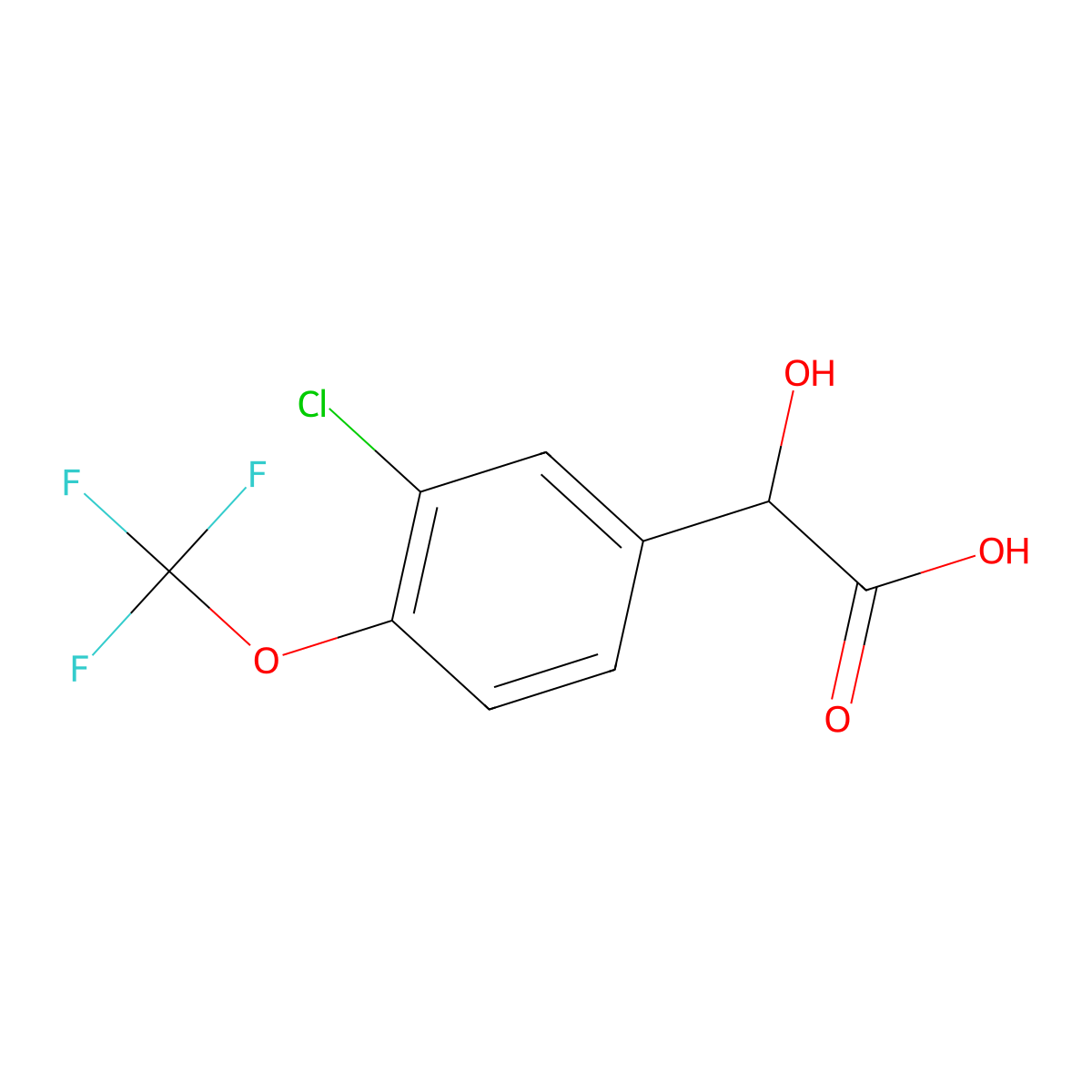 2-[3-Chloro-4-(trifluoromethoxy)phenyl]-2-hydroxyacetic acid molecular structure, CAS 1261570-79-9