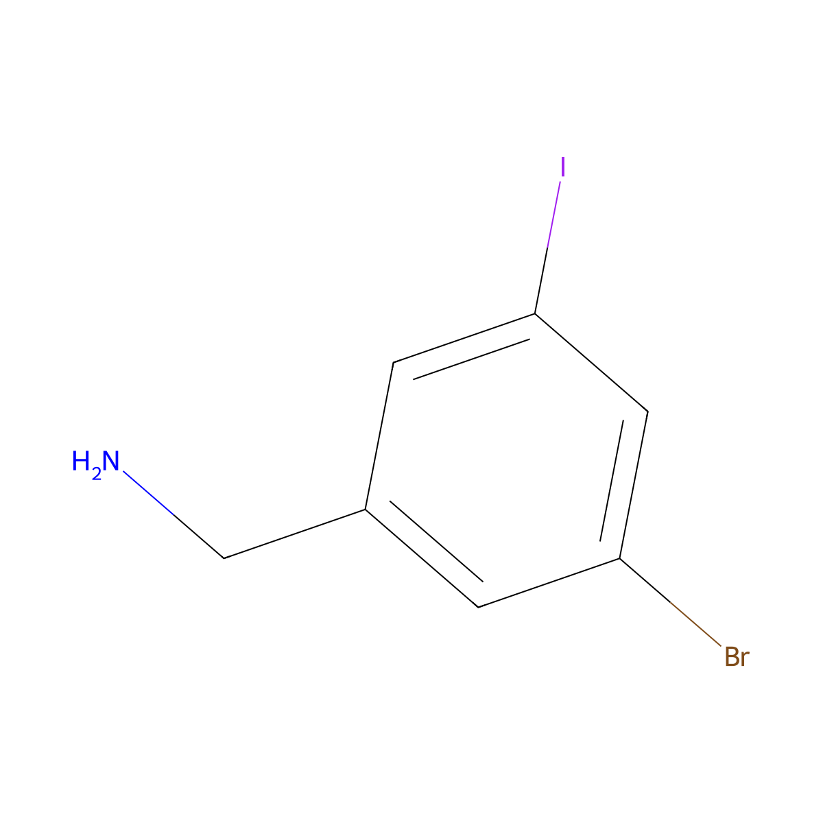 (3-Bromo-5-iodophenyl)methanamine molecular structure, CAS 1261571-12-3