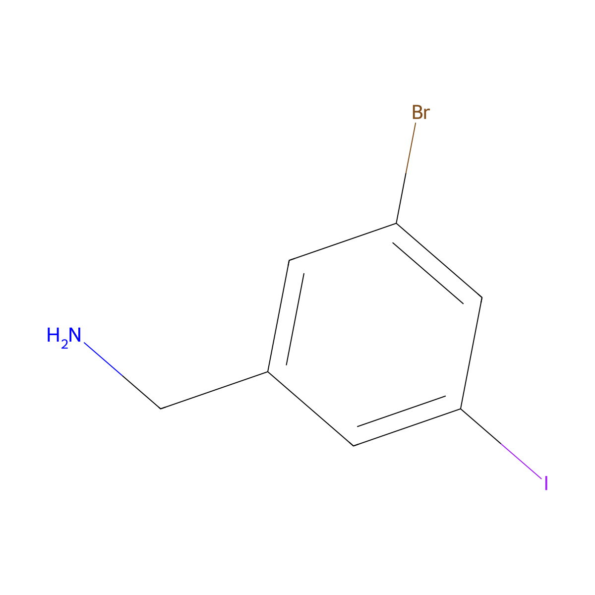 (3-Bromo-5-iodophenyl)methanamine molecular structure, CAS 1261571-12-3