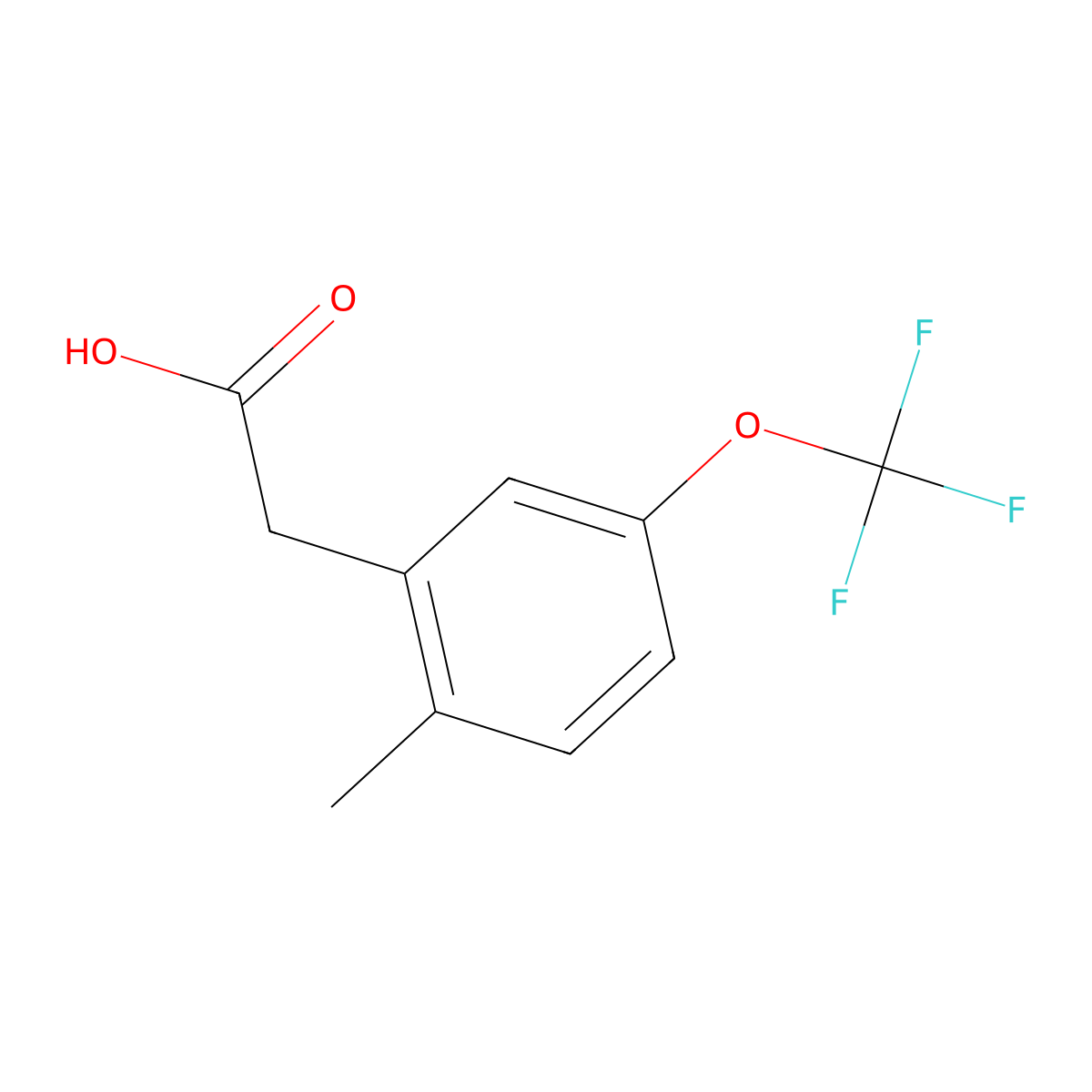 2-Methyl-5-(trifluoromethoxy)phenylacetic acid molecular structure, CAS 1261573-69-6