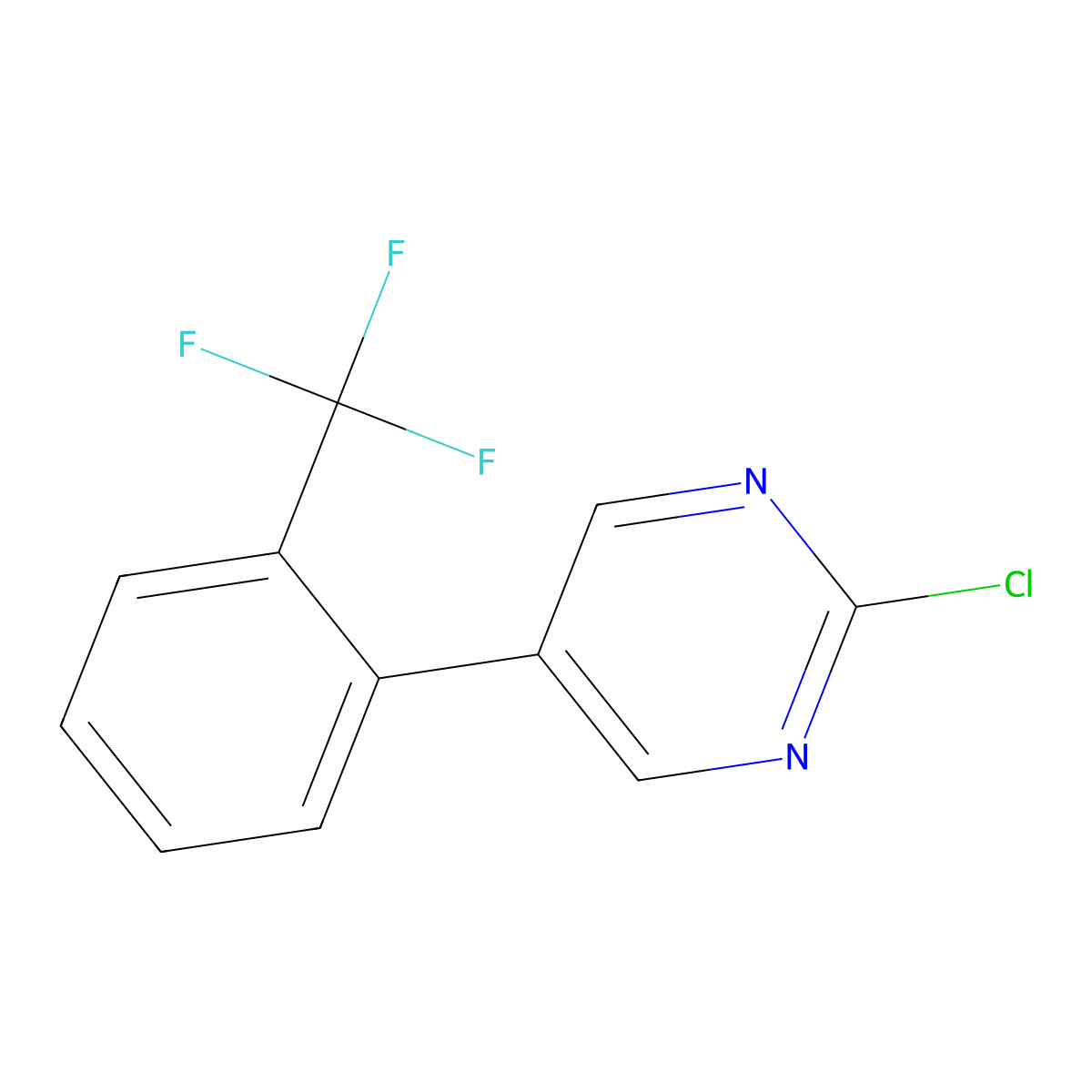 2-Chloro-5-(2-(trifluoromethyl)phenyl)pyrimidine molecular structure, CAS 1261576-21-9