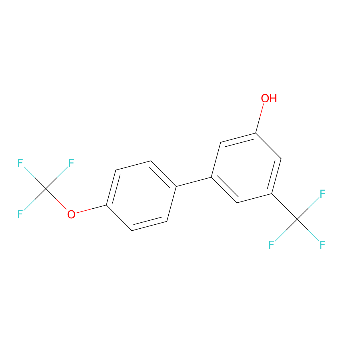 5-(4-Trifluoromethoxyphenyl)-3-trifluoromethylphenol molecular structure, CAS 1261576-46-8