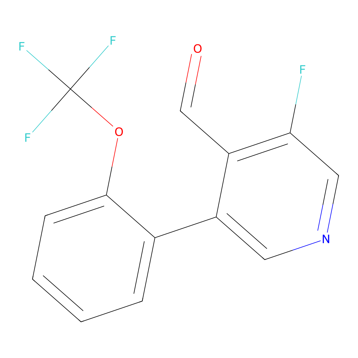 3-Fluoro-5-[2-(trifluoromethoxy)phenyl]pyridine-4-carbaldehyde molecular structure, CAS 1261576-60-6