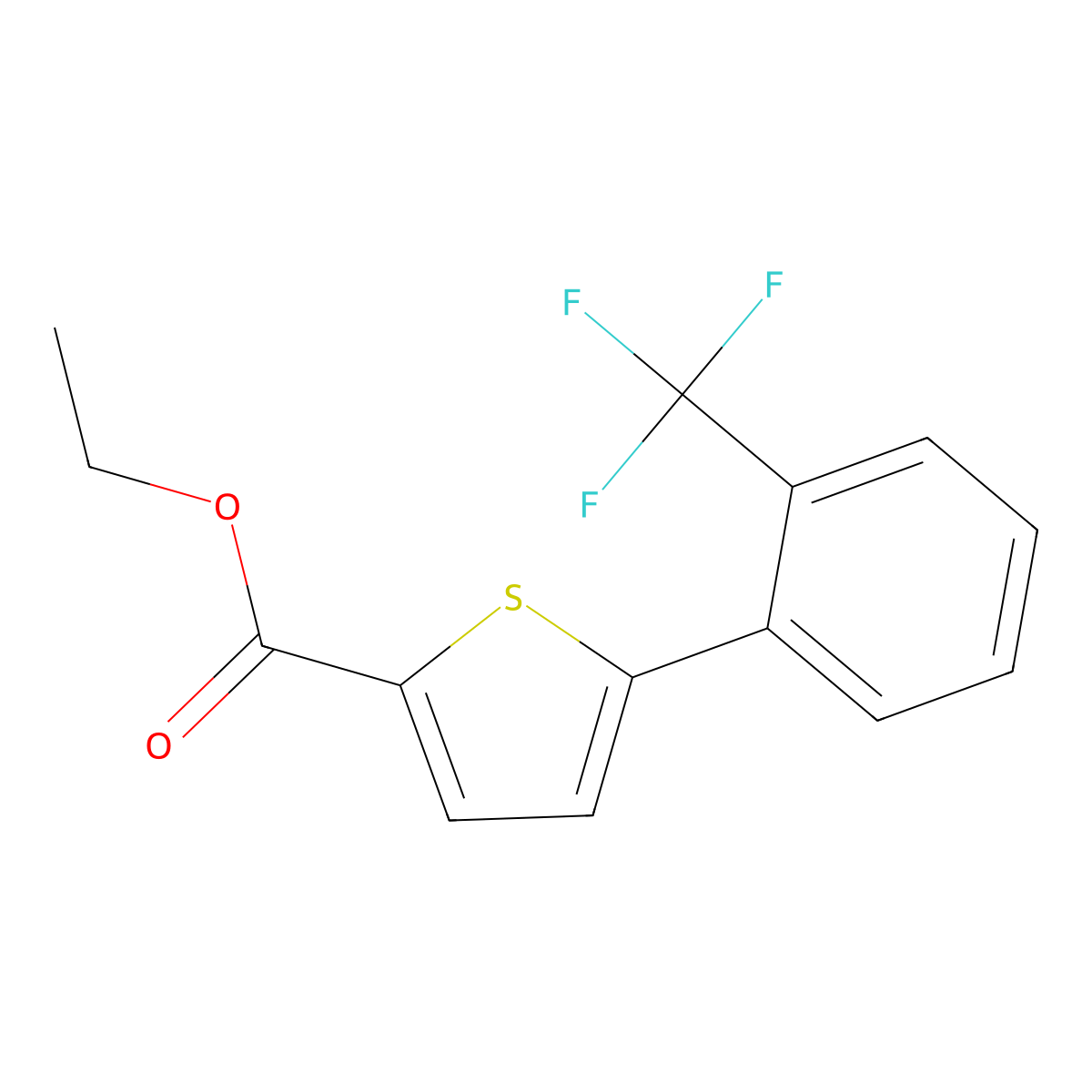 Ethyl 5-[2-(trifluoromethyl)phenyl]-2-thiophenecarboxylate molecular structure, CAS 1261577-63-2