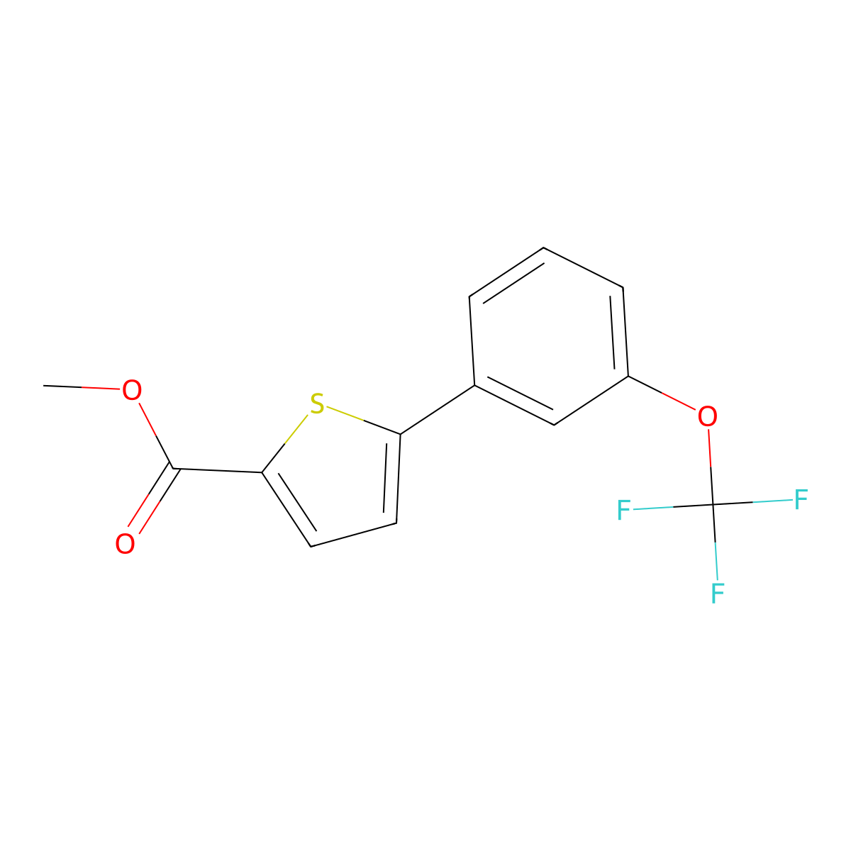 Methyl 5-(3-(trifluoromethoxy)phenyl)thiophene-2-carboxylate molecular structure, CAS 1261578-39-5