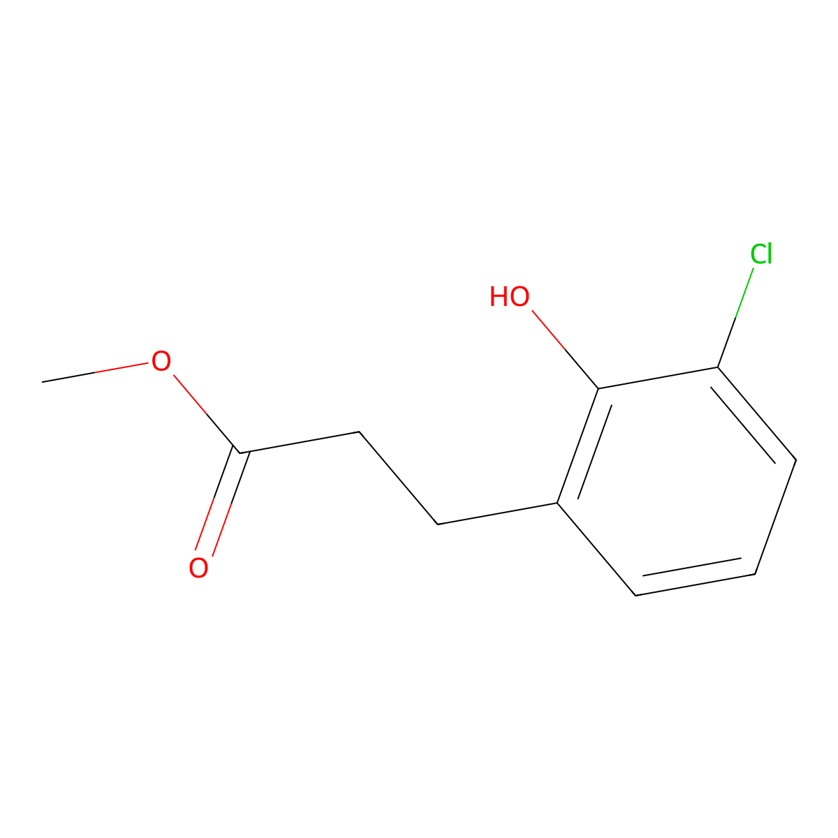 Methyl 3-(3-chloro-2-hydroxyphenyl)propanoate molecular structure, CAS 1261581-80-9