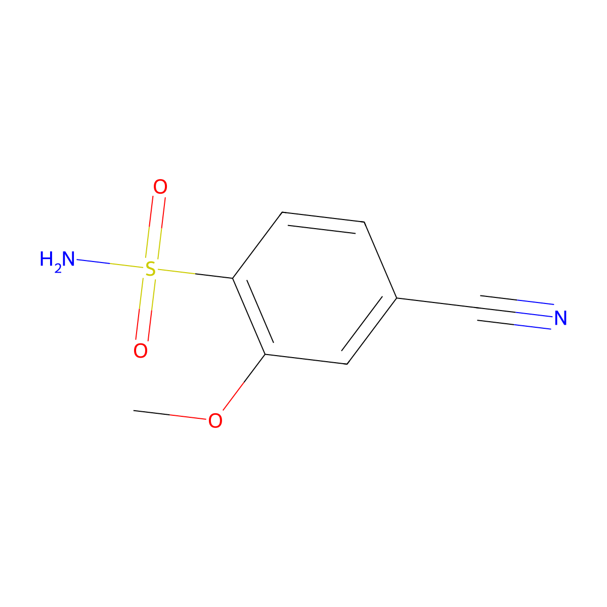 4-Cyano-2-methoxybenzene-1-sulfonamide molecular structure, CAS 1261582-52-8