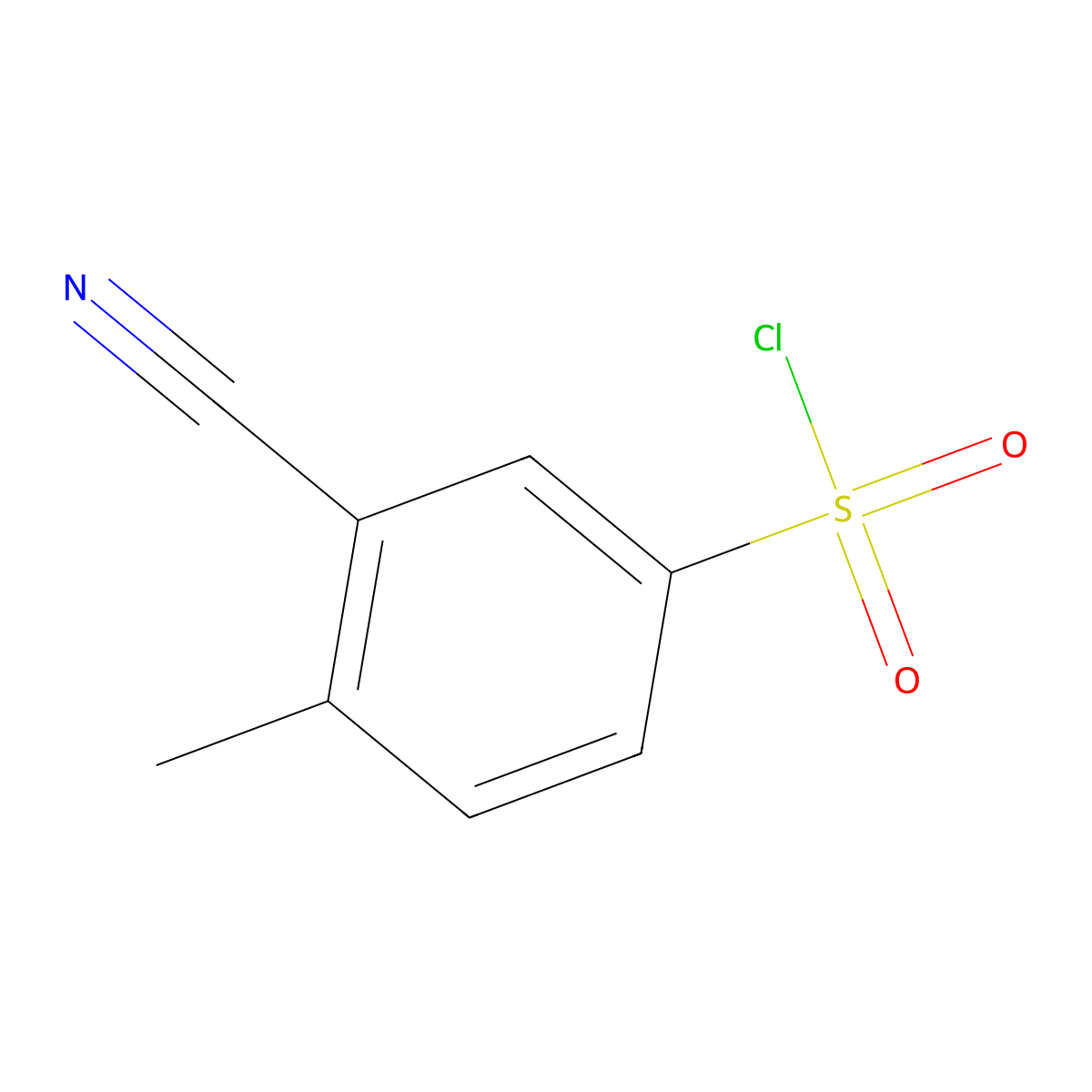 3-Cyano-4-methylbenzenesulfonyl chloride molecular structure, CAS 1261582-58-4