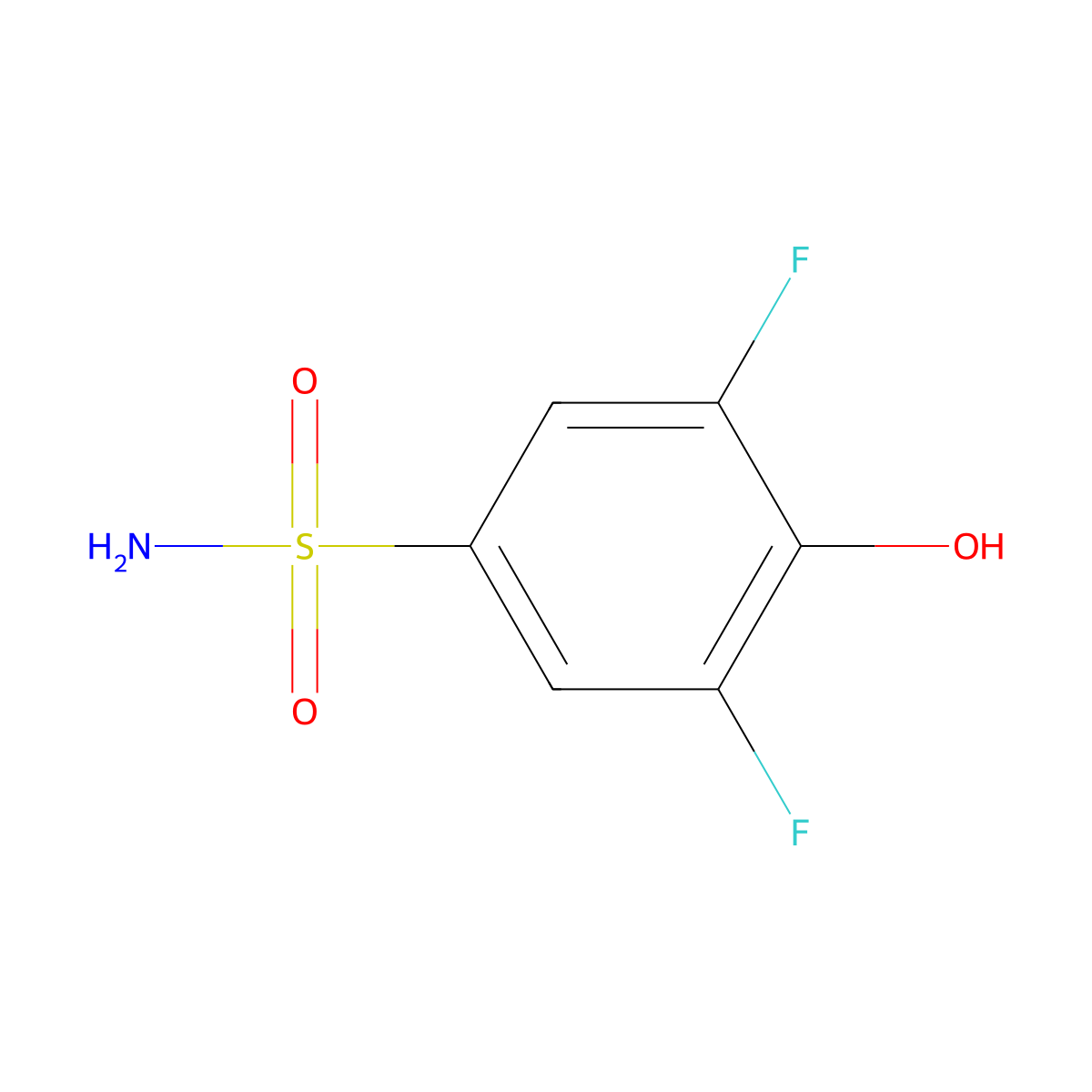 3,5-Difluoro-4-hydroxybenzene-1-sulfonamide molecular structure, CAS 1261583-84-9