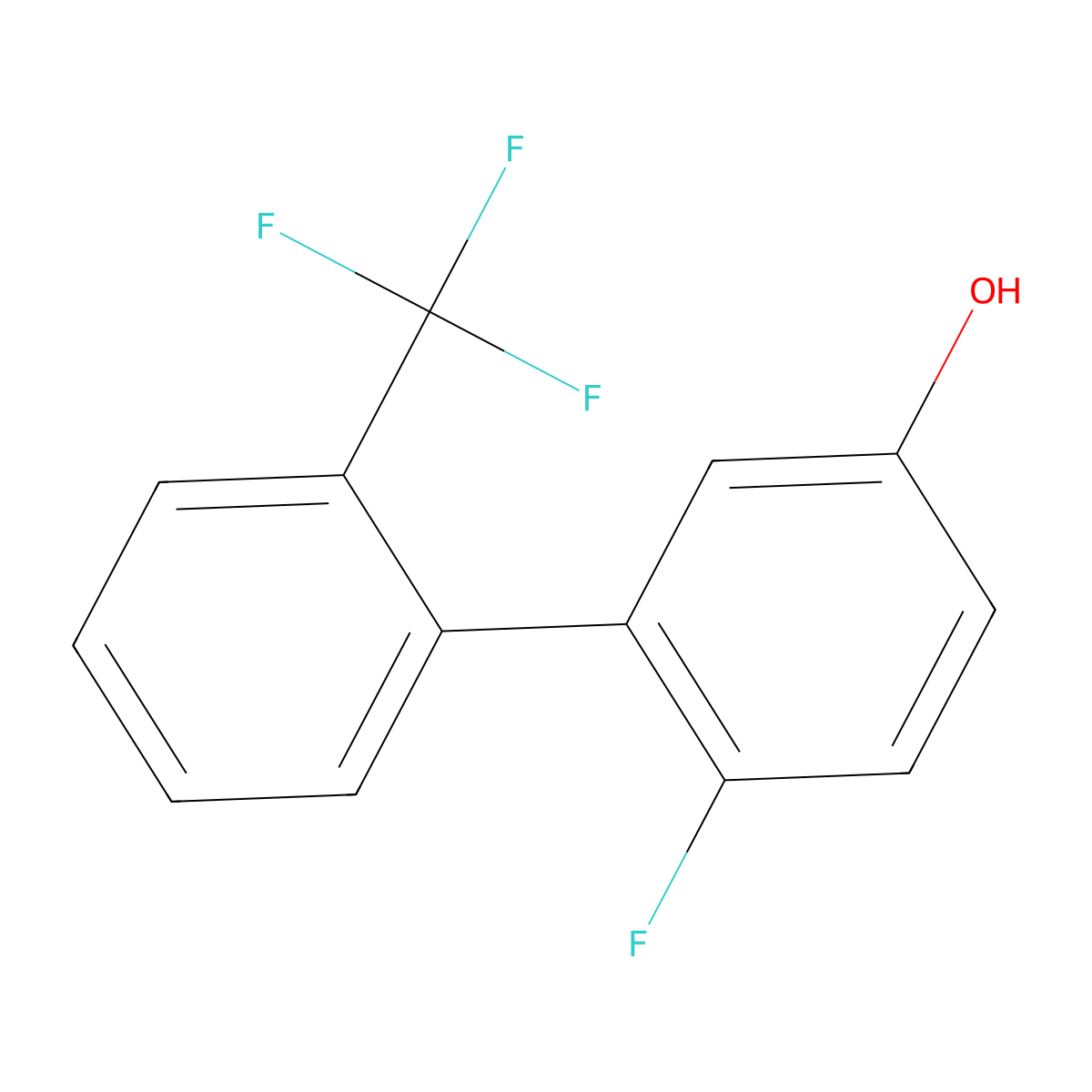 4-Fluoro-3-[2-(trifluoromethyl)phenyl]phenol molecular structure, CAS 1261584-45-5