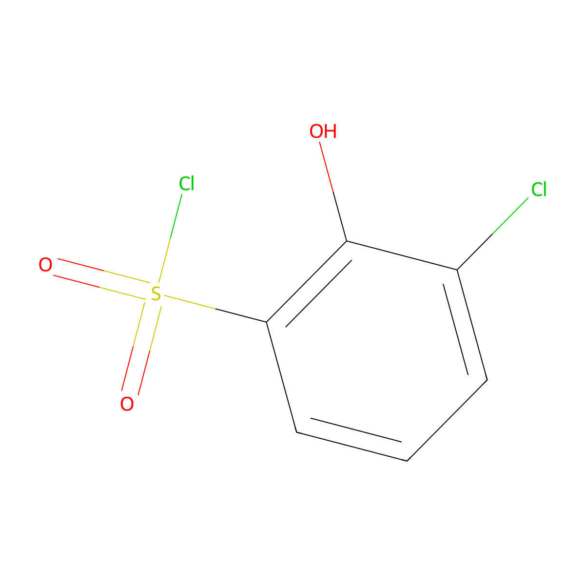 3-Chloro-2-hydroxybenzene-1-sulfonyl chloride molecular structure, CAS 1261585-06-1