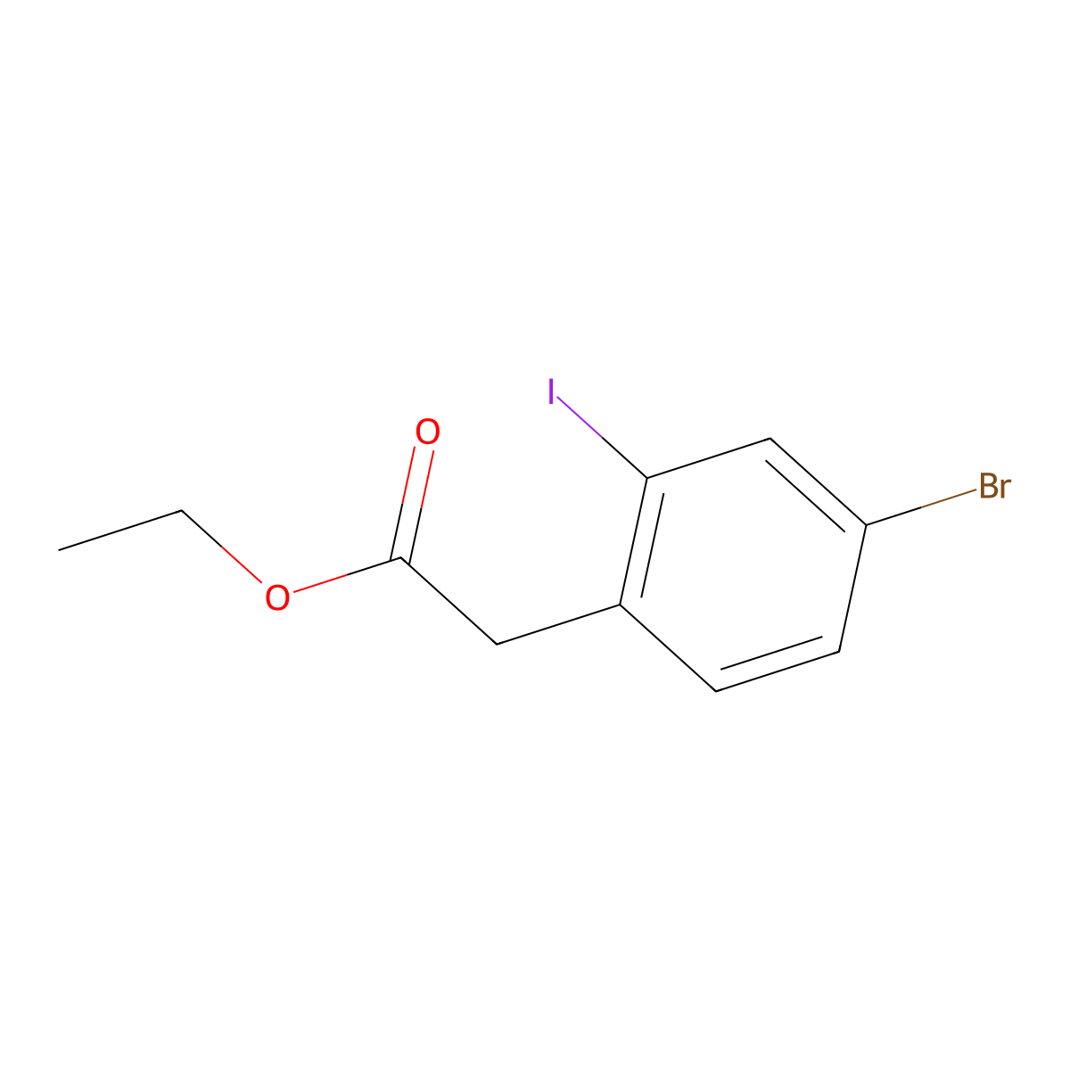 Ethyl 2-(4-bromo-2-iodophenyl)acetate molecular structure, CAS 1261585-99-2