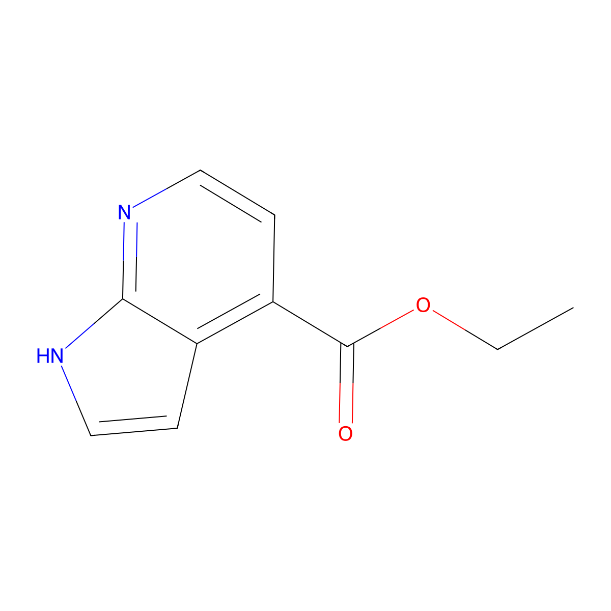 Ethyl 1H-pyrrolo(2,3-b)pyridine-4-carboxylate molecular structure, CAS 1261588-72-0