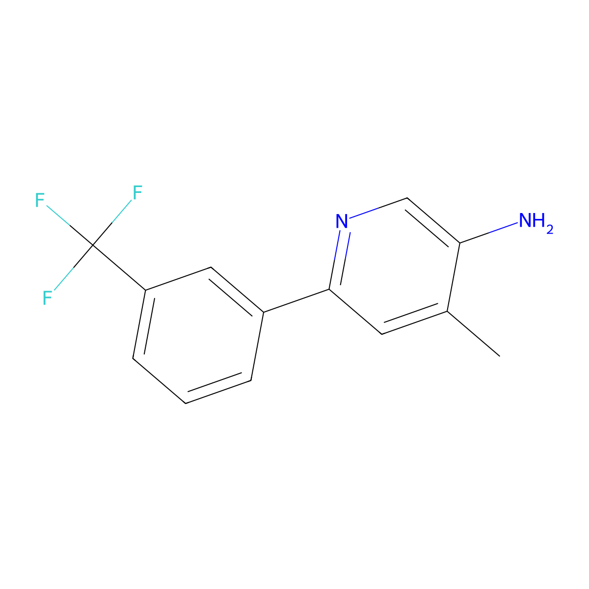 4-Methyl-6-(3-(trifluoromethyl)phenyl)pyridin-3-amine molecular structure, CAS 1261591-30-3