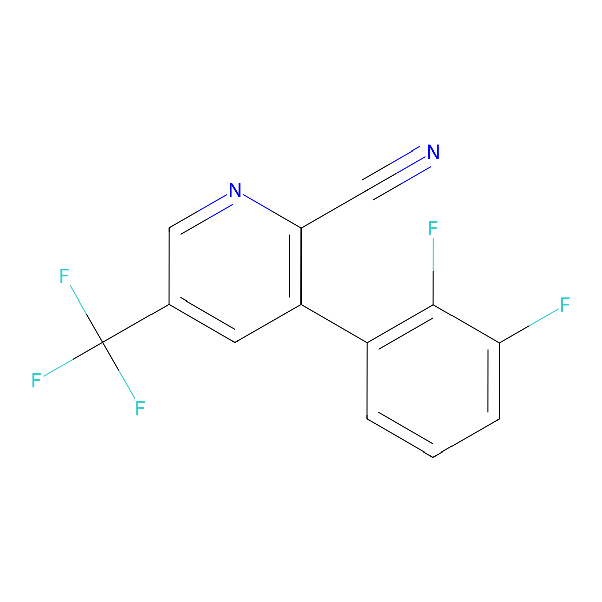 3-(2,3-Difluorophenyl)-5-(trifluoromethyl)pyridine-2-carbonitrile molecular structure, CAS 1261591-63-2