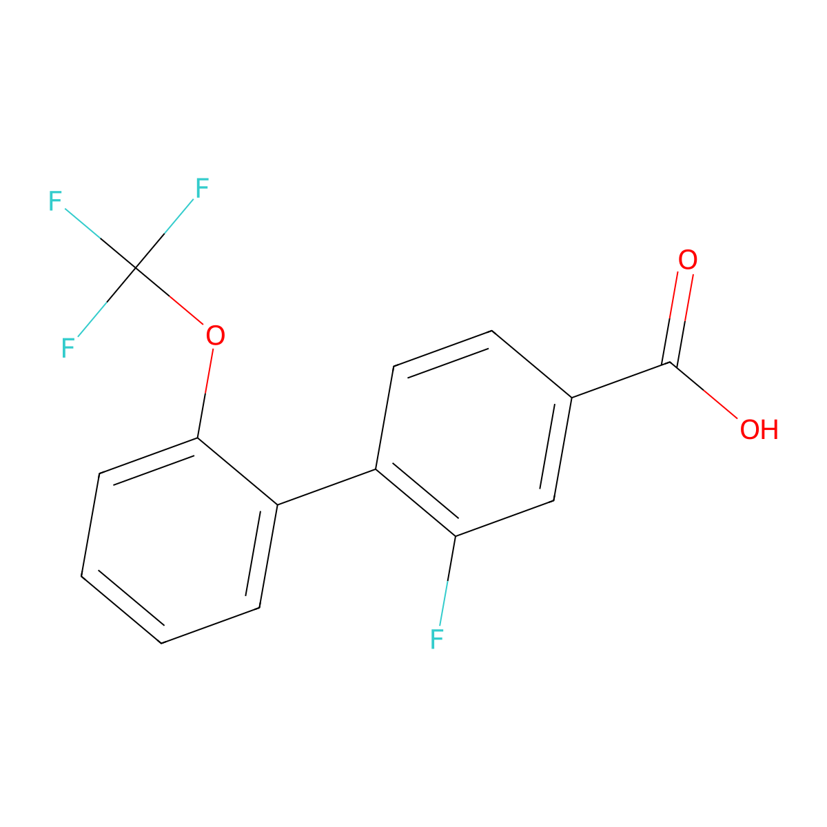 3-Fluoro-4-[2-(trifluoromethoxy)phenyl]benzoic acid molecular structure, CAS 1261591-90-5