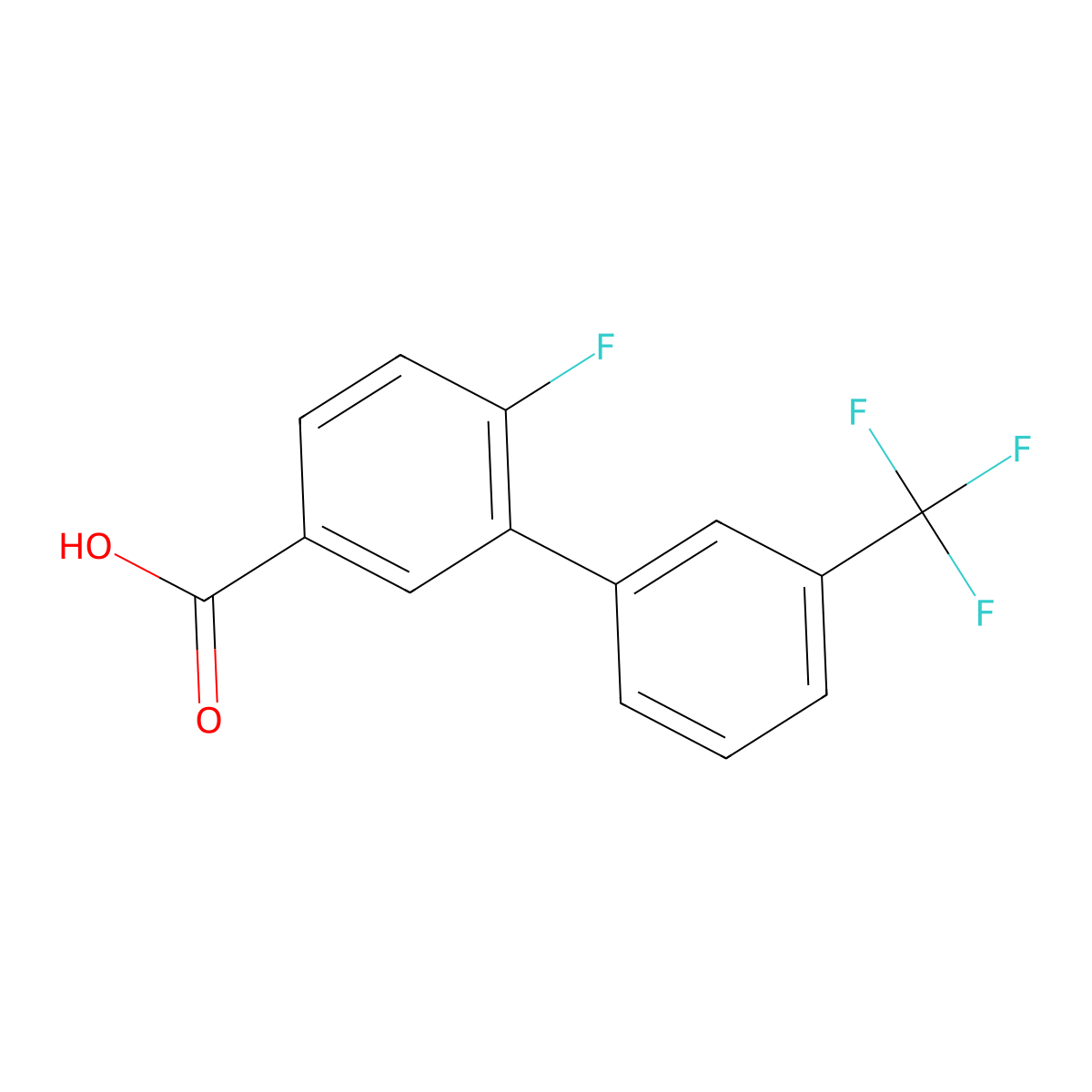 6-Fluoro-3'-(trifluoromethyl)-[1,1'-biphenyl]-3-carboxylic acid molecular structure, CAS 1261593-39-8