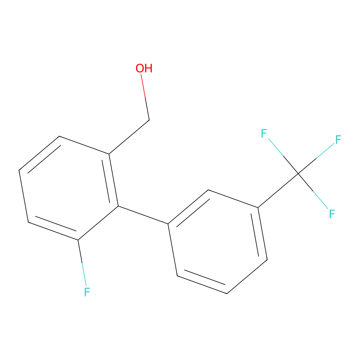 [3-Fluoro-2-[3-(trifluoromethyl)phenyl]phenyl]methanol molecular structure, CAS 1261593-54-7