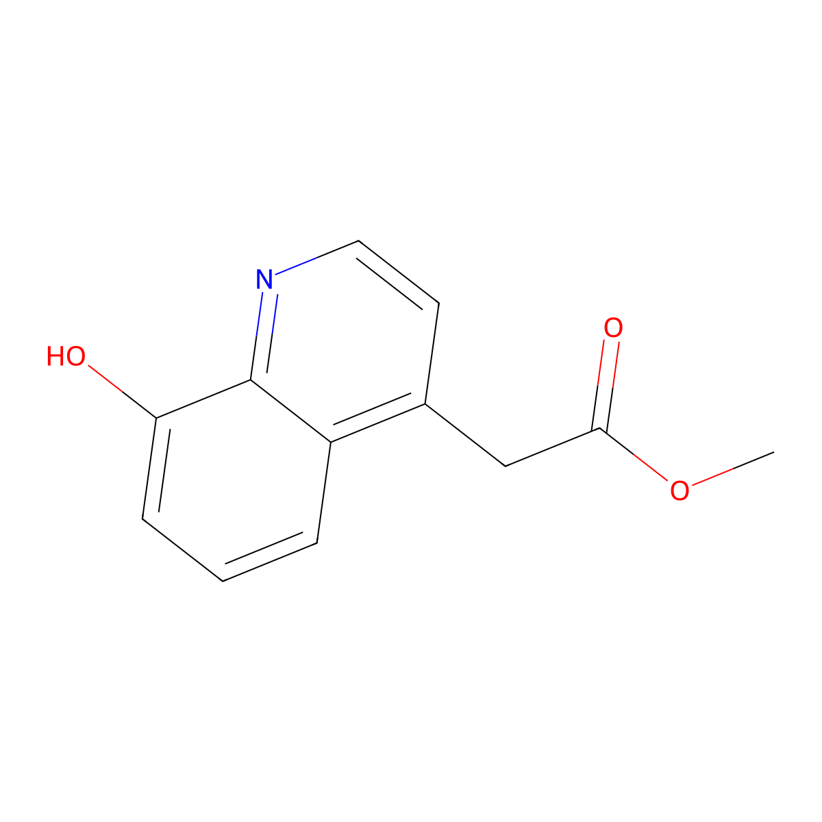 Methyl 2-(8-hydroxyquinolin-4-yl)acetate molecular structure, CAS 1261596-59-1