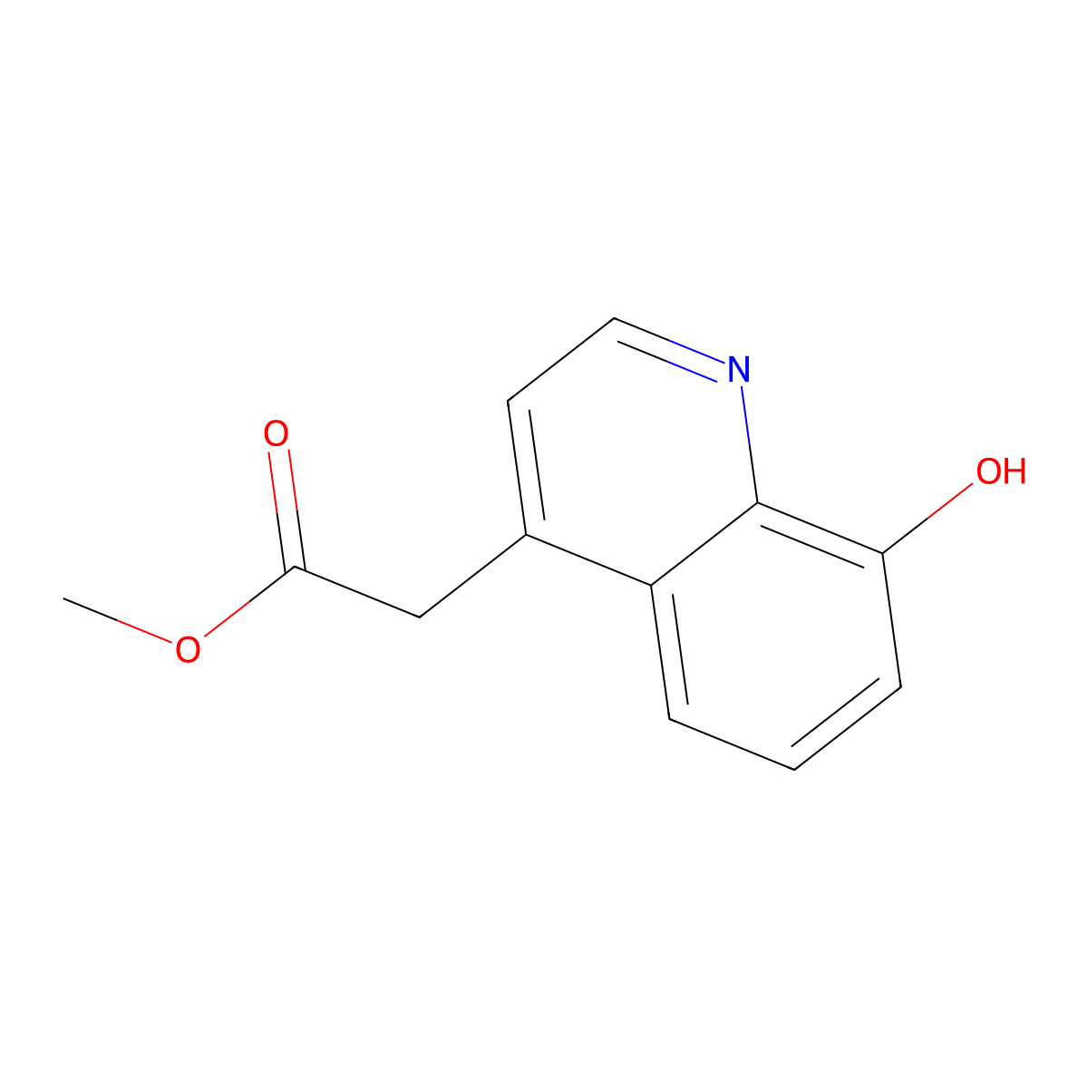 Methyl 2-(8-hydroxyquinolin-4-yl)acetate molecular structure, CAS 1261596-59-1