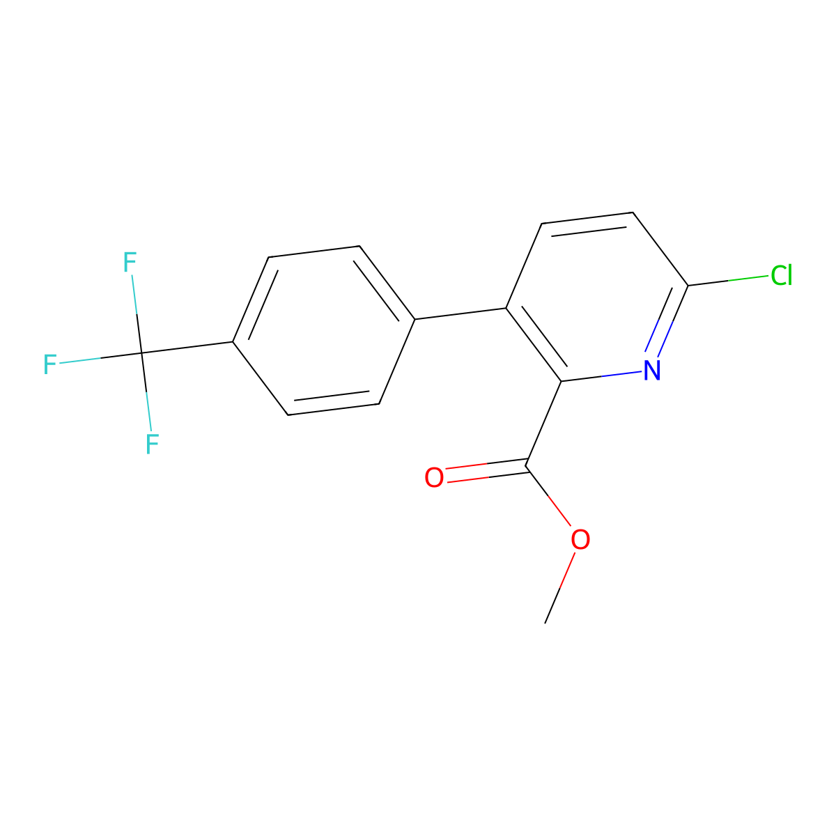 Methyl 6-chloro-3-(4-(trifluoromethyl)phenyl)picolinate molecular structure, CAS 1261598-96-2