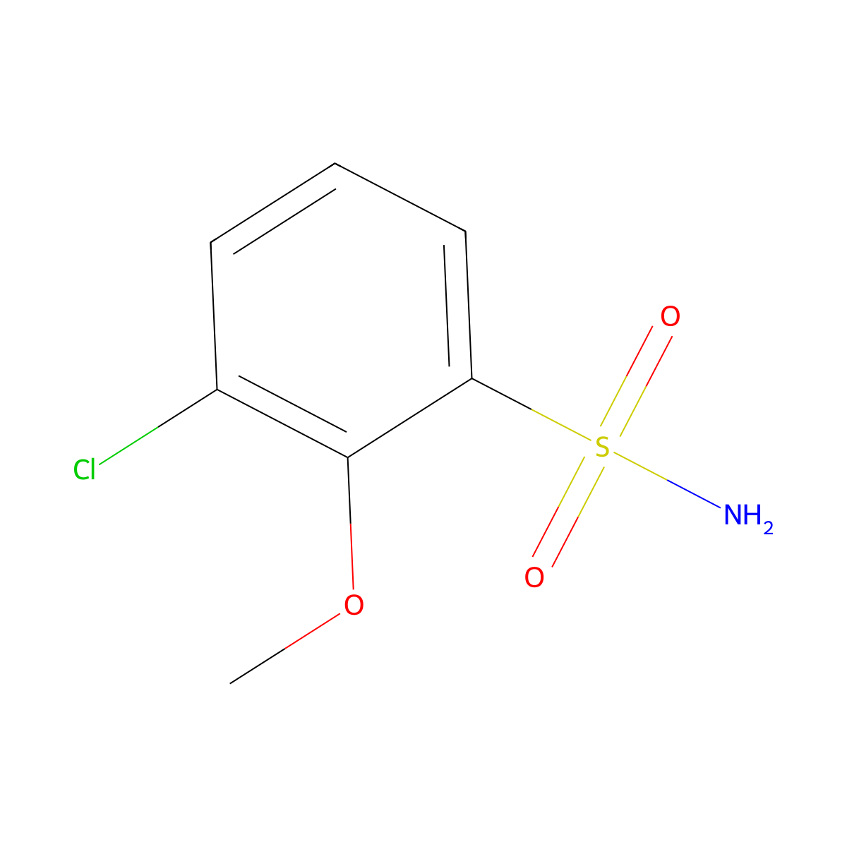 3-Chloro-2-methoxybenzene-1-sulfonamide molecular structure, CAS 1261599-13-6