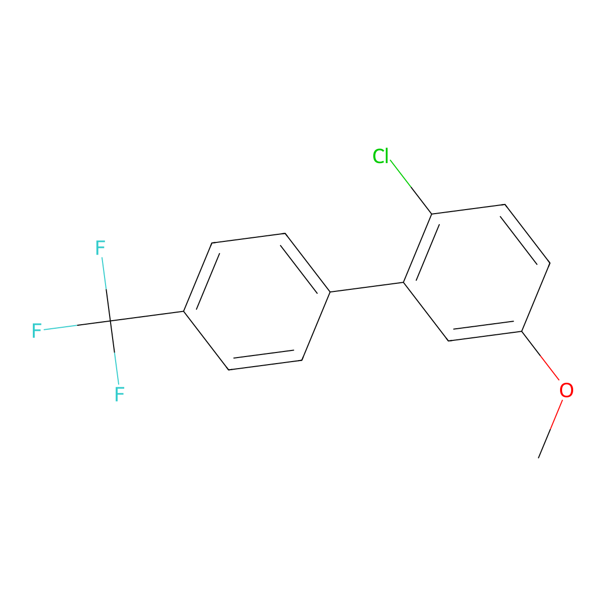 2-Chloro-5-methoxy-4'-(trifluoromethyl)-1,1'-biphenyl molecular structure, CAS 1261599-16-9