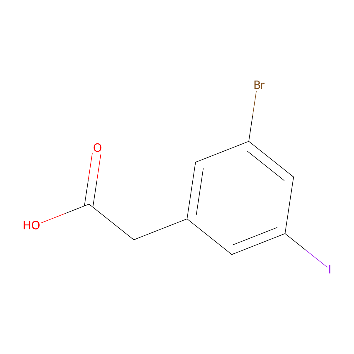 2-(3-Bromo-5-iodophenyl)acetic acid molecular structure, CAS 1261601-75-5