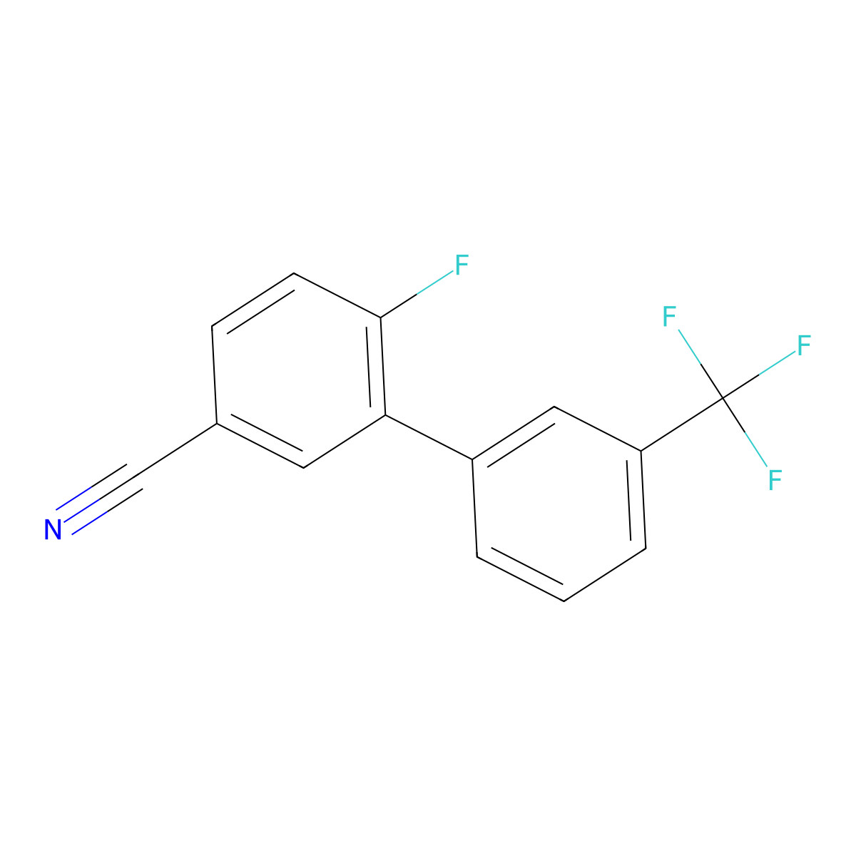 6-Fluoro-3'-(trifluoromethyl)-[1,1'-biphenyl]-3-carbonitrile molecular structure, CAS 1261602-04-3