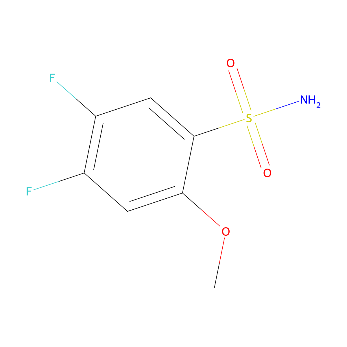 4,5-Difluoro-2-methoxybenzene-1-sulfonamide molecular structure, CAS 1261603-10-4