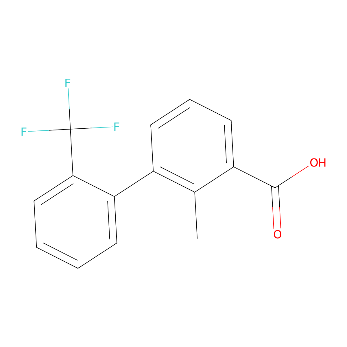 2-Methyl-3-(2-trifluoromethylphenyl)benzoic acid molecular structure, CAS 1261603-97-7
