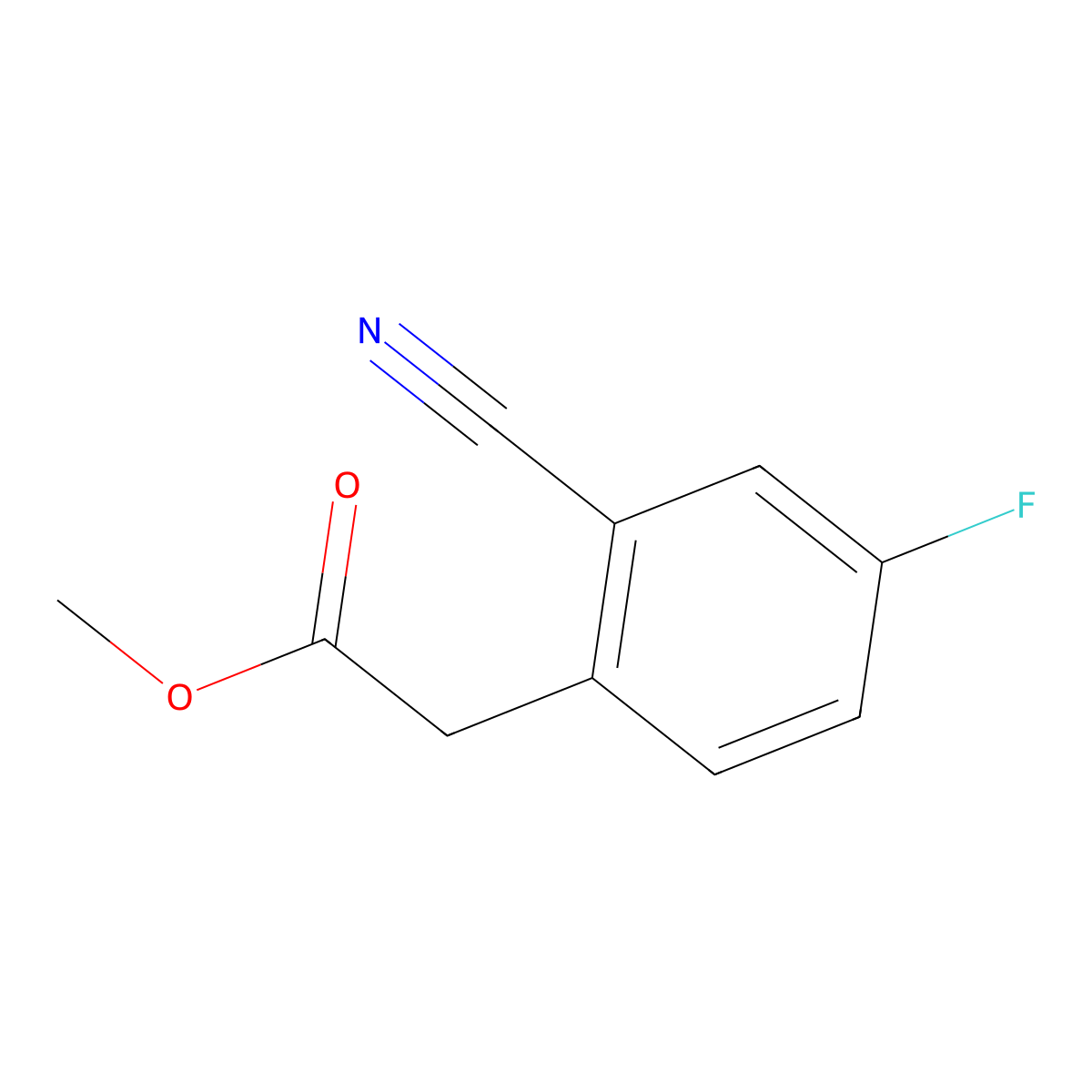 Methyl 2-(2-cyano-4-fluorophenyl)acetate molecular structure, CAS 1261608-35-8