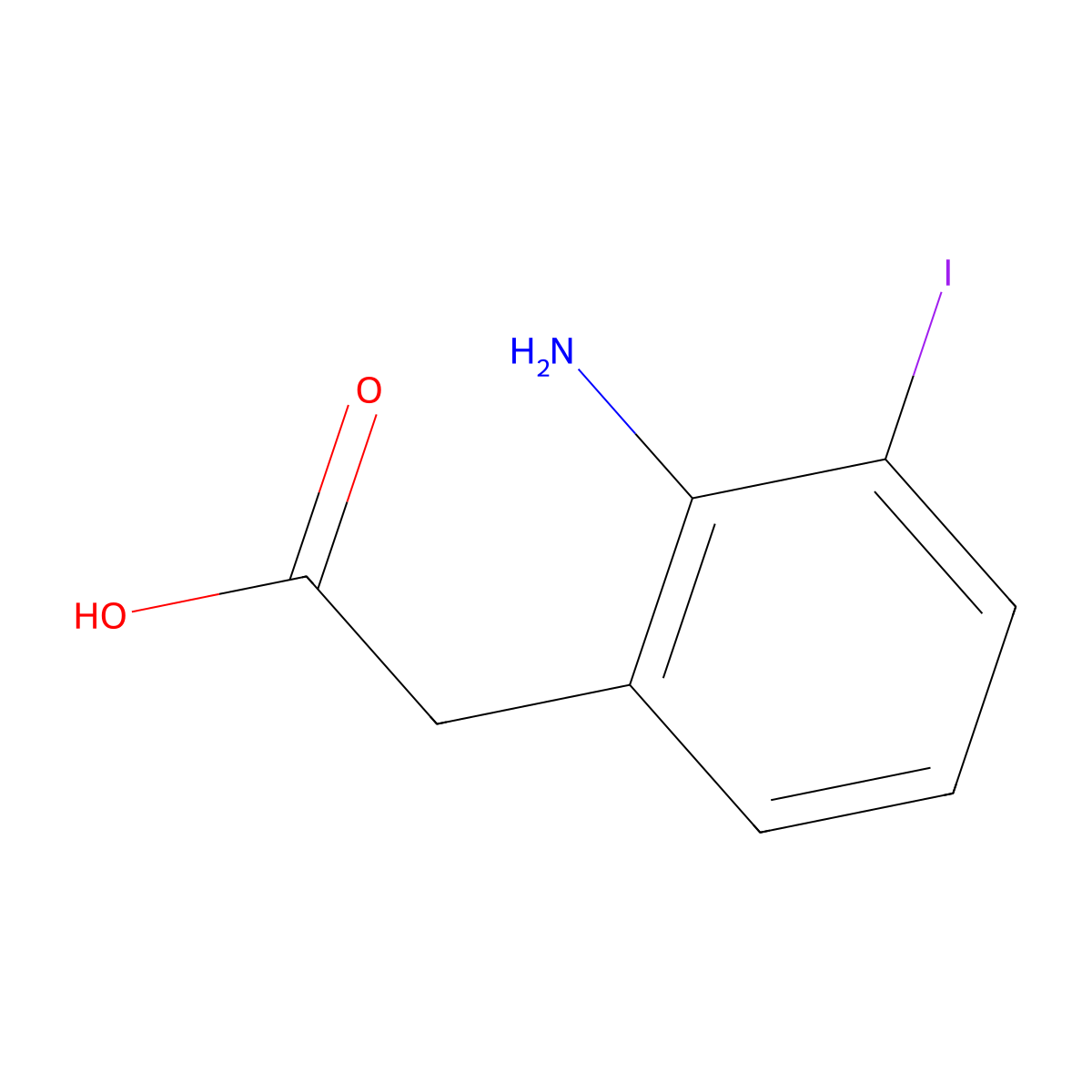 2-(2-Amino-3-iodophenyl)acetic acid molecular structure, CAS 1261610-15-4