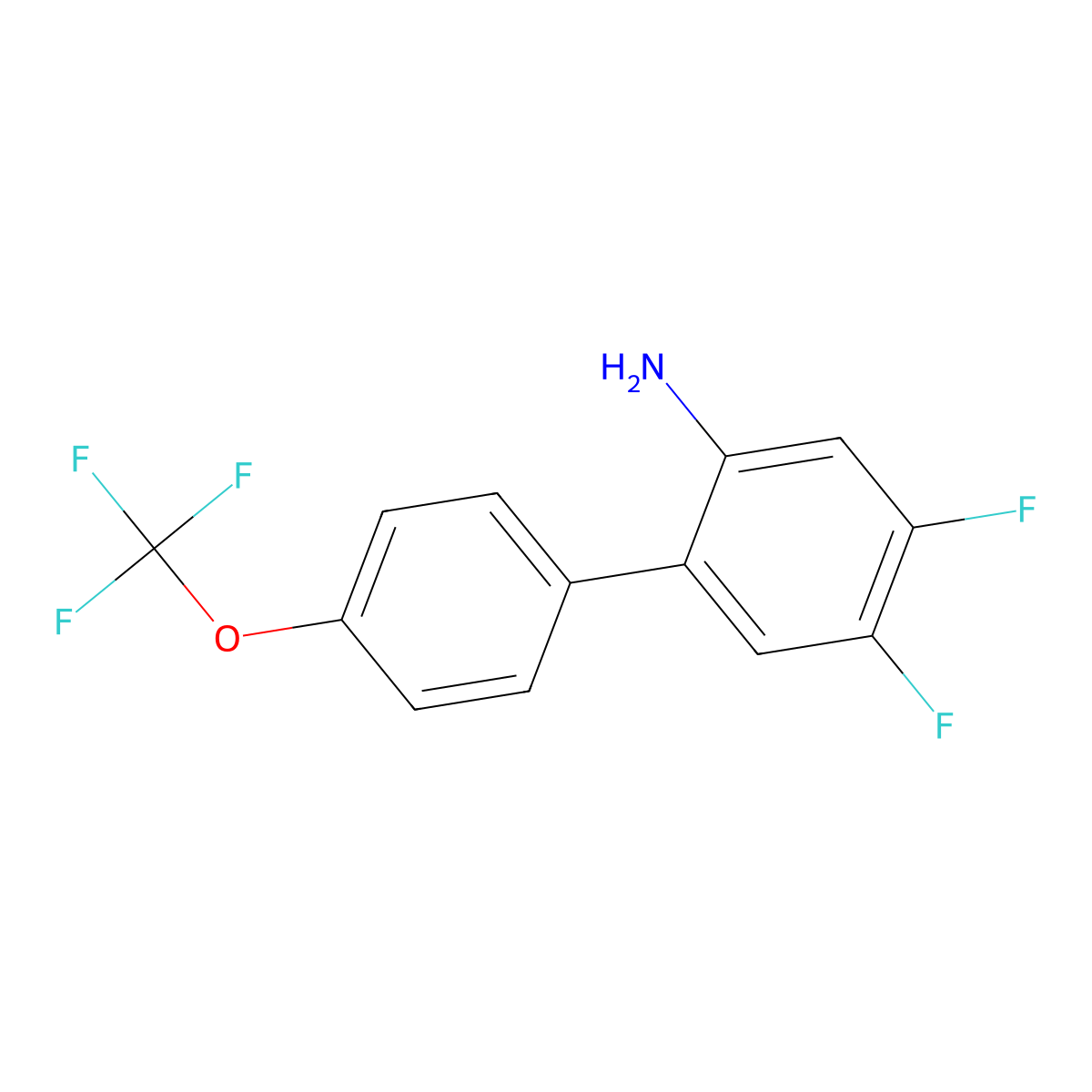 4,5-Difluoro-4'-(trifluoromethoxy)-[1,1'-biphenyl]-2-amine molecular structure, CAS 1261610-72-3