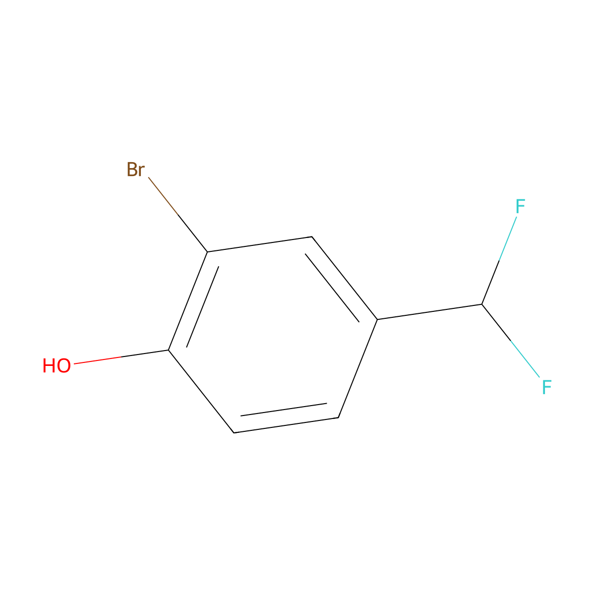2-Bromo-4-(difluoromethyl)phenol molecular structure, CAS 1261614-49-6