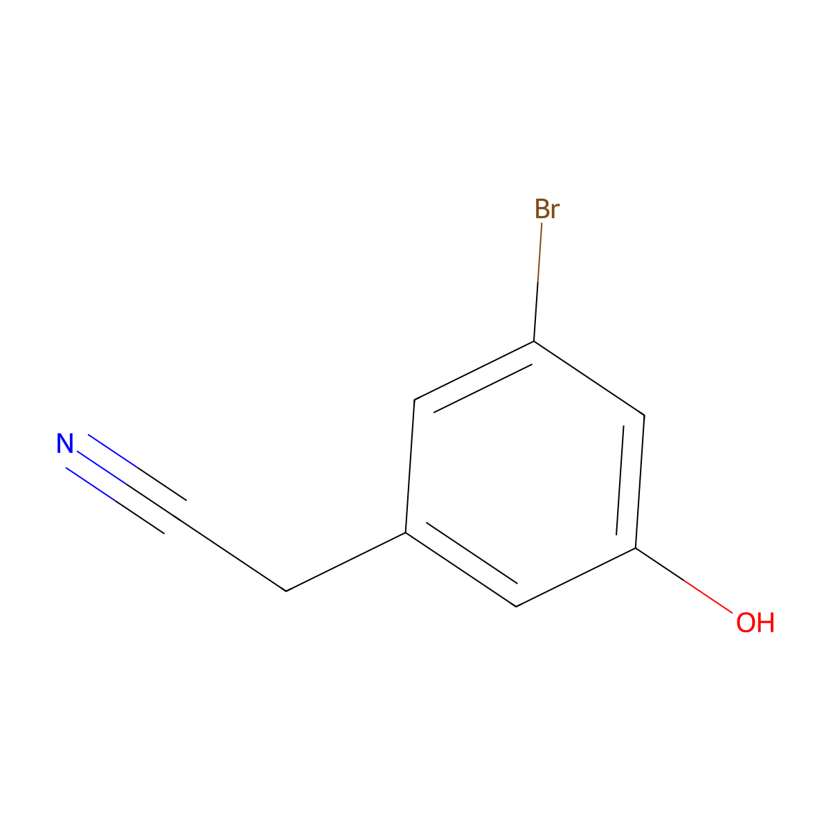 2-(3-Bromo-5-hydroxyphenyl)acetonitrile molecular structure, CAS 1261615-66-0