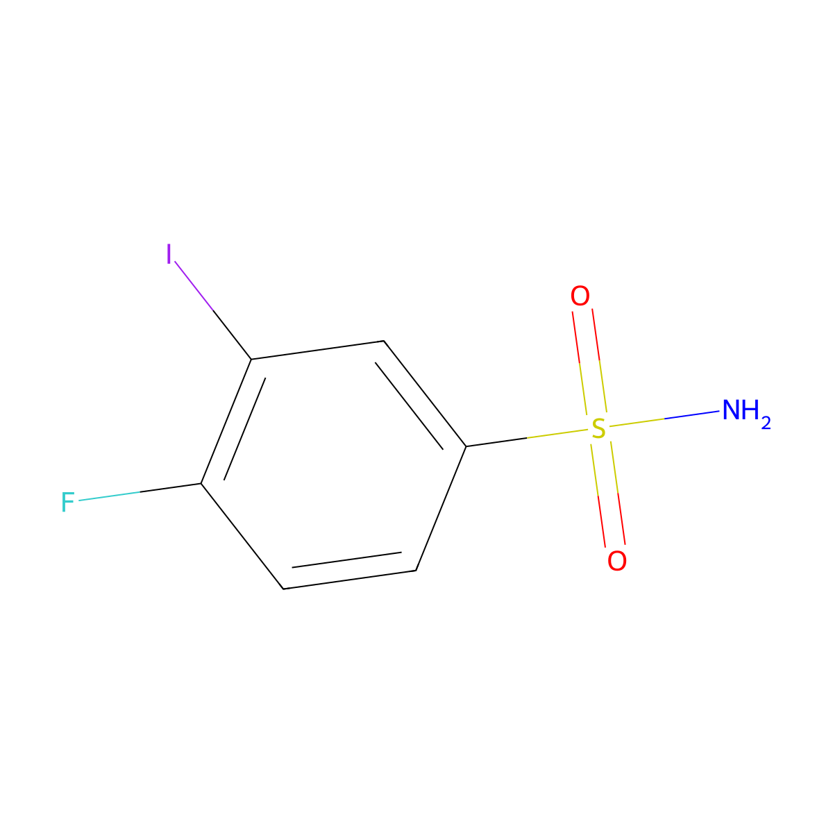 4-Fluoro-3-iodobenzene-1-sulfonamide molecular structure, CAS 1261615-82-0