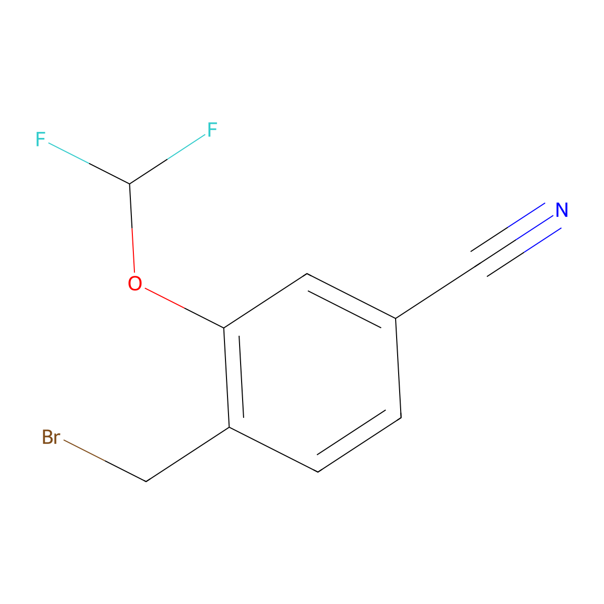 4-(Bromomethyl)-3-(difluoromethoxy)benzonitrile molecular structure, CAS 1261617-91-7