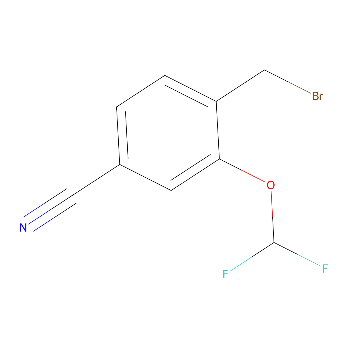 4-(Bromomethyl)-3-(difluoromethoxy)benzonitrile molecular structure, CAS 1261617-91-7