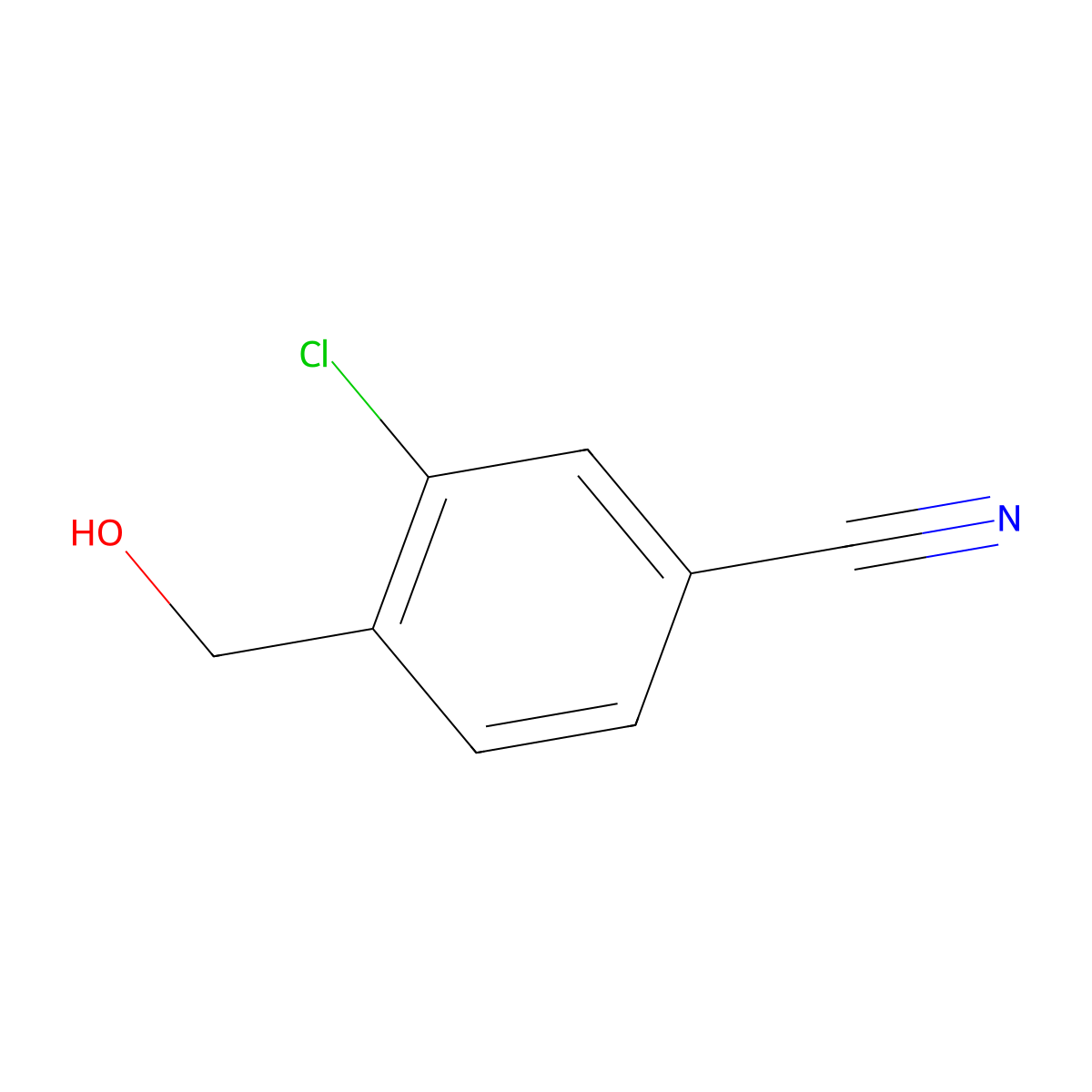 3-Chloro-4-(hydroxymethyl)benzonitrile molecular structure, CAS 1261618-25-0