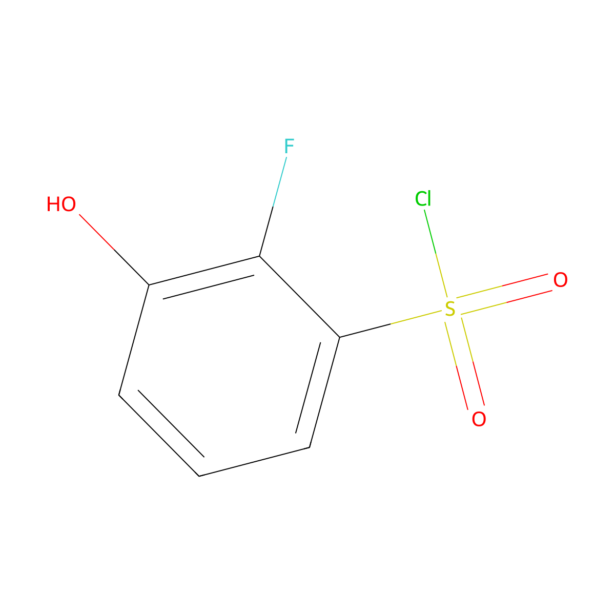 2-Fluoro-3-hydroxybenzene-1-sulfonyl chloride molecular structure, CAS 1261621-06-0