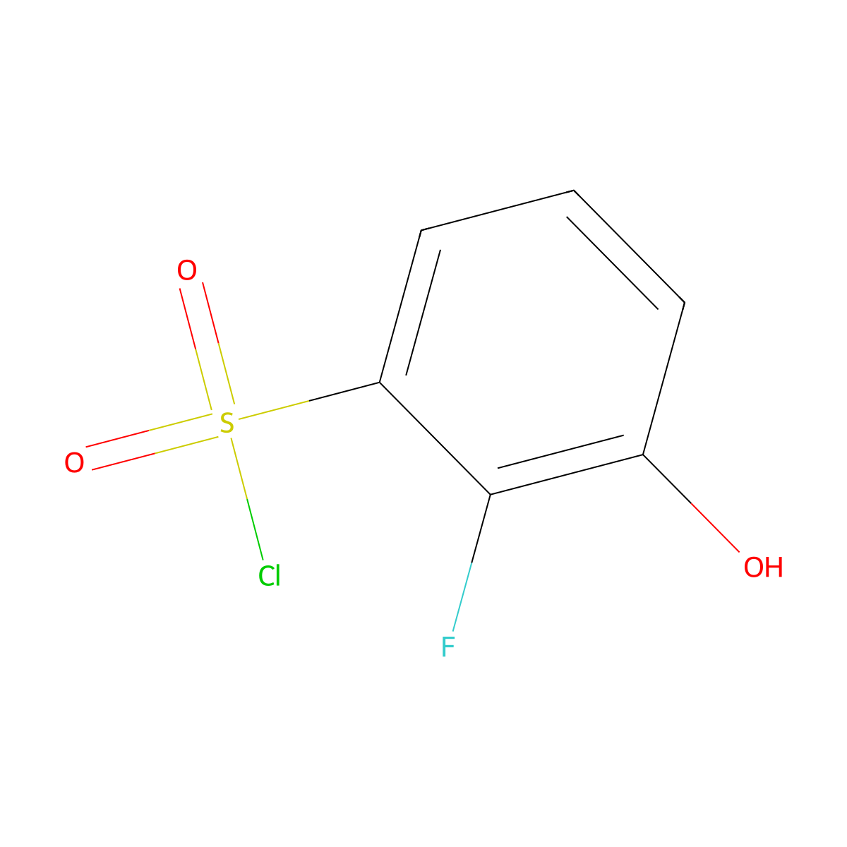 2-Fluoro-3-hydroxybenzene-1-sulfonyl chloride molecular structure, CAS 1261621-06-0