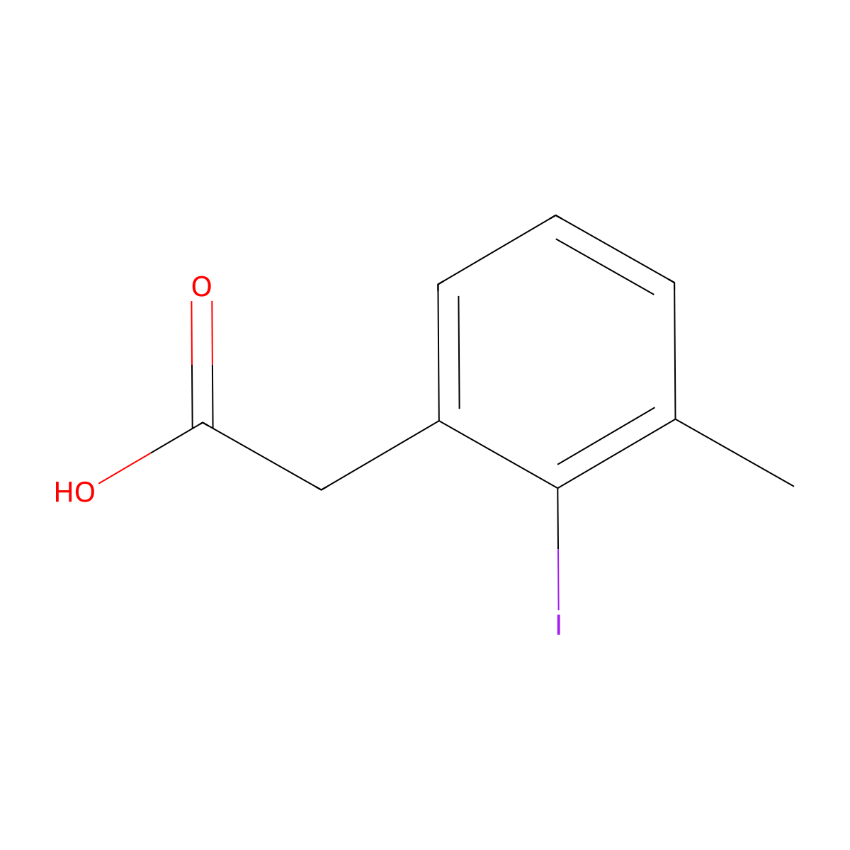2-(2-Iodo-3-methylphenyl)aceticacid molecular structure, CAS 1261621-73-1