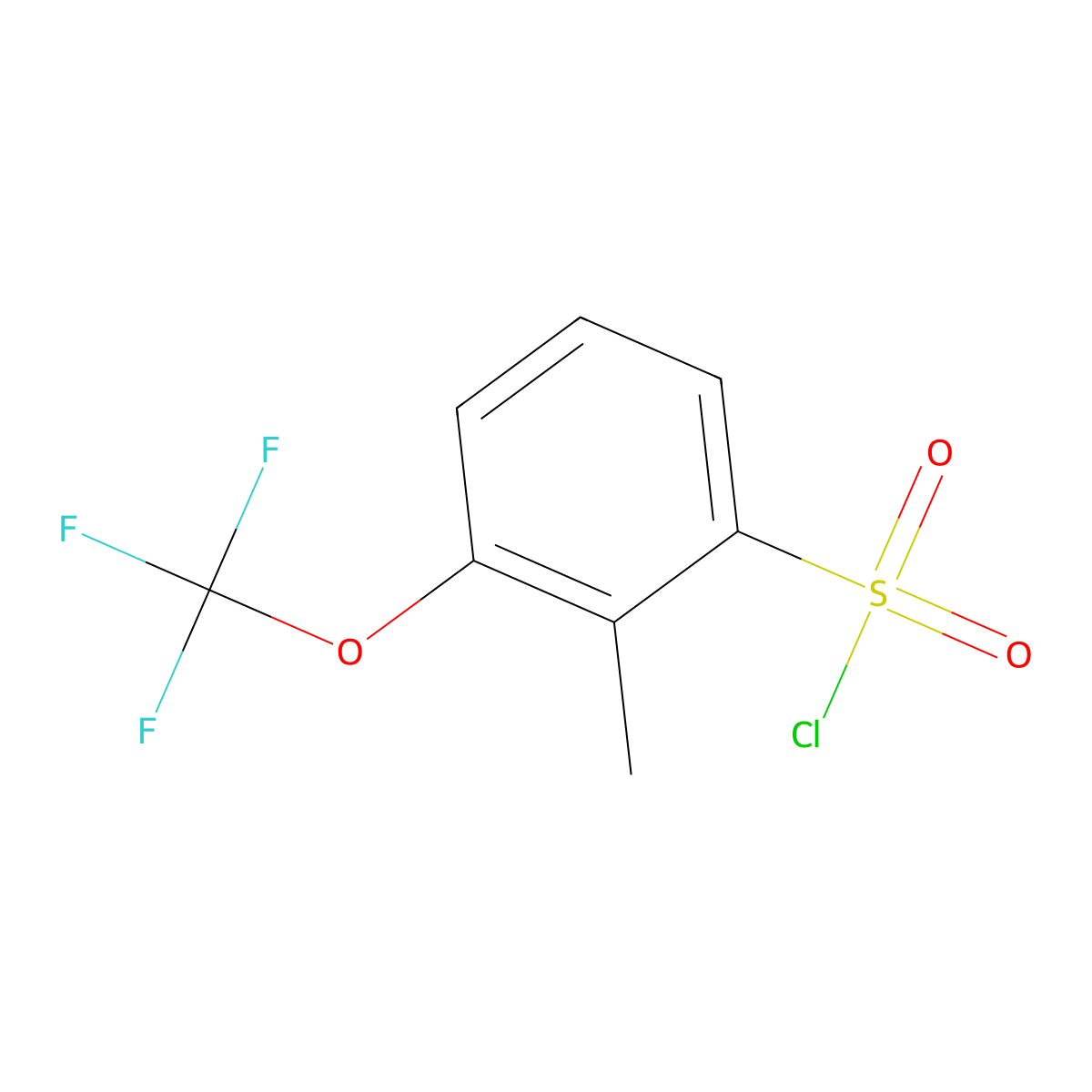 2-Methyl-3-(trifluoromethoxy)benzene-1-sulfonyl chloride molecular structure, CAS 1261621-75-3