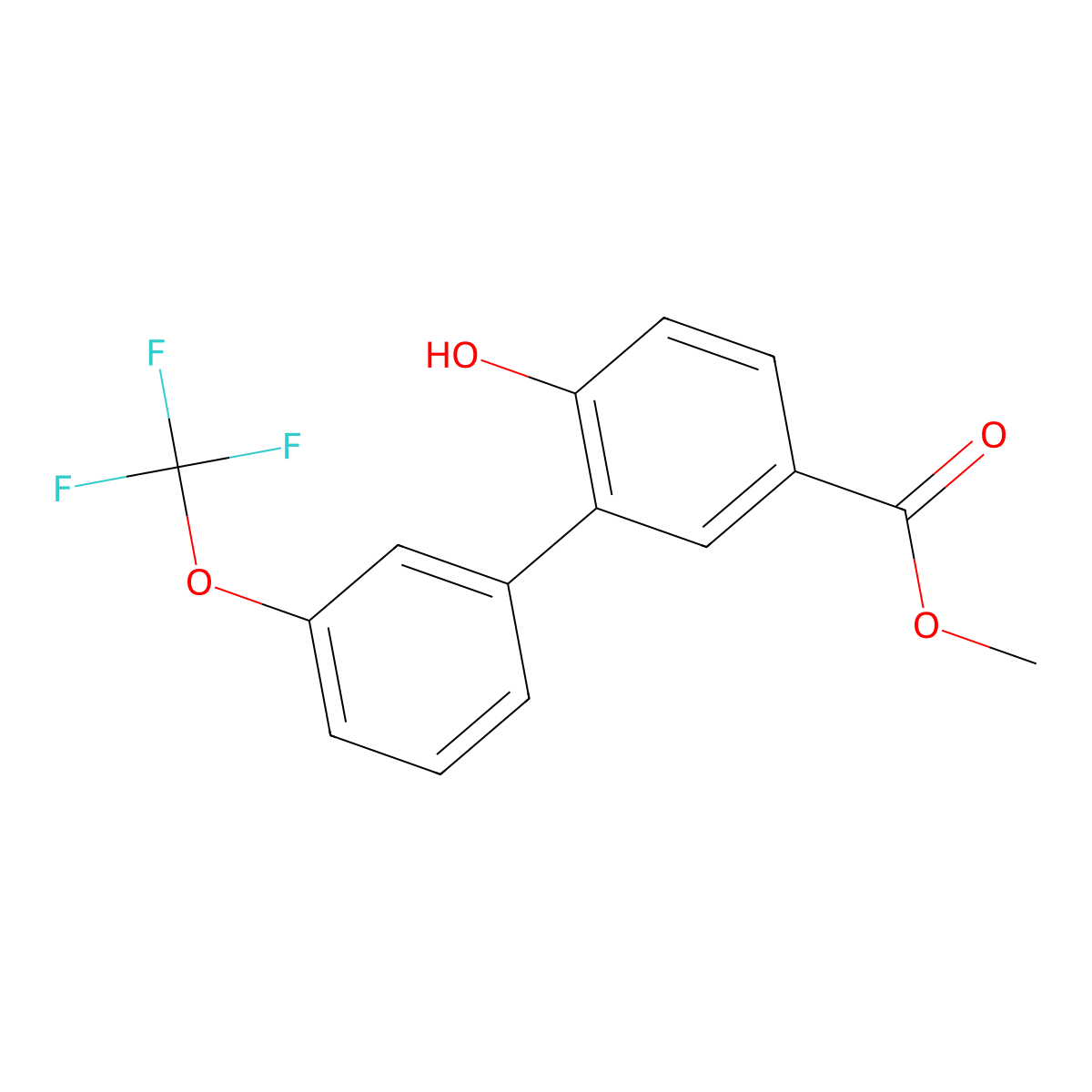 Methyl 6-hydroxy-3'-(trifluoromethoxy)-[1,1'-biphenyl]-3-carboxylate molecular structure, CAS 1261622-06-3