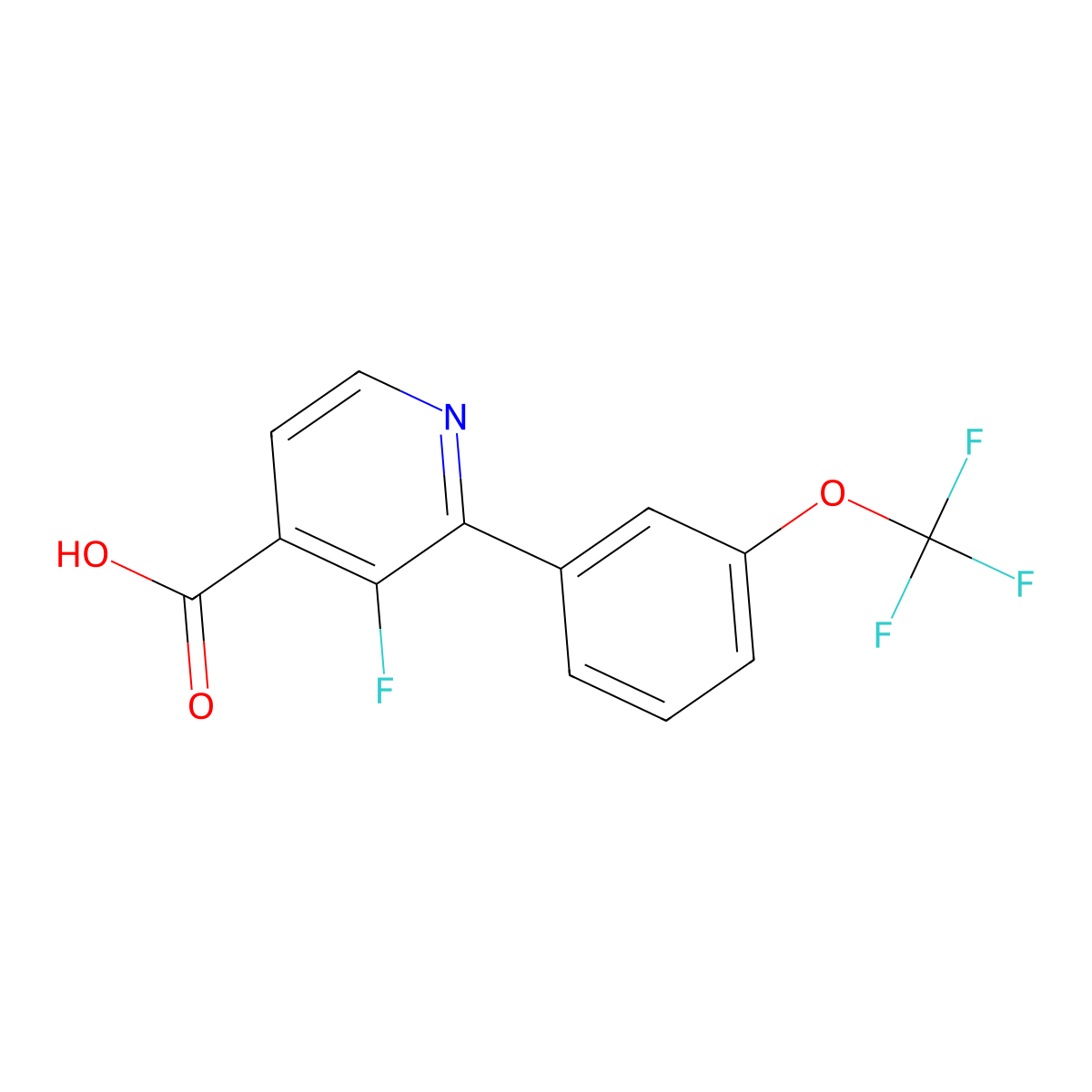 3-Fluoro-2-(3-(trifluoromethoxy)phenyl)isonicotinic acid molecular structure, CAS 1261622-59-6